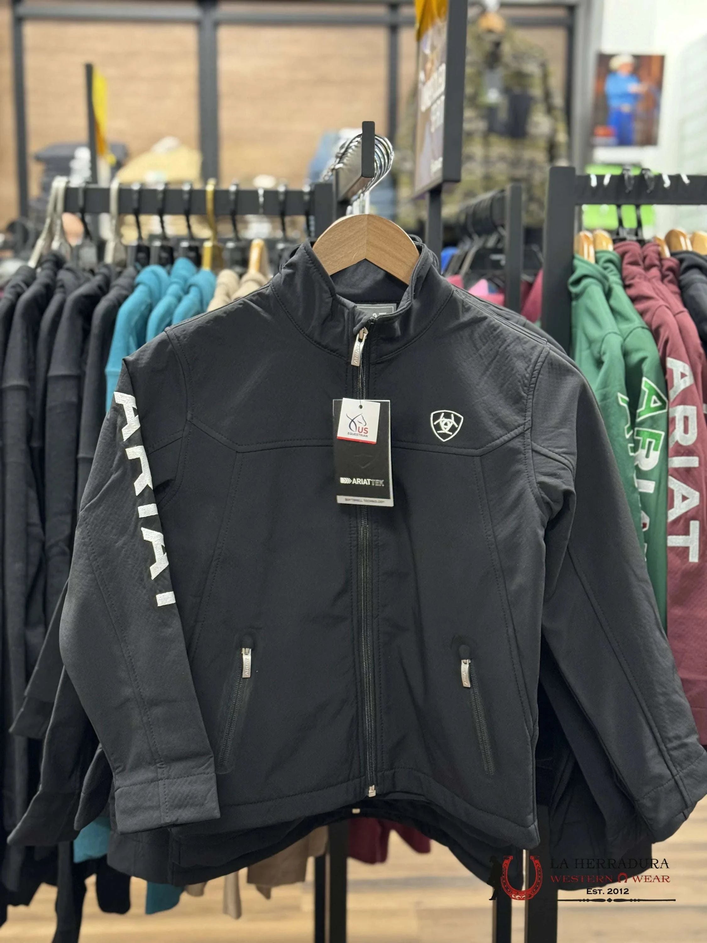 Ariat Youth Soft Shell Jacket Team Logo Black/White Unisex Niños
