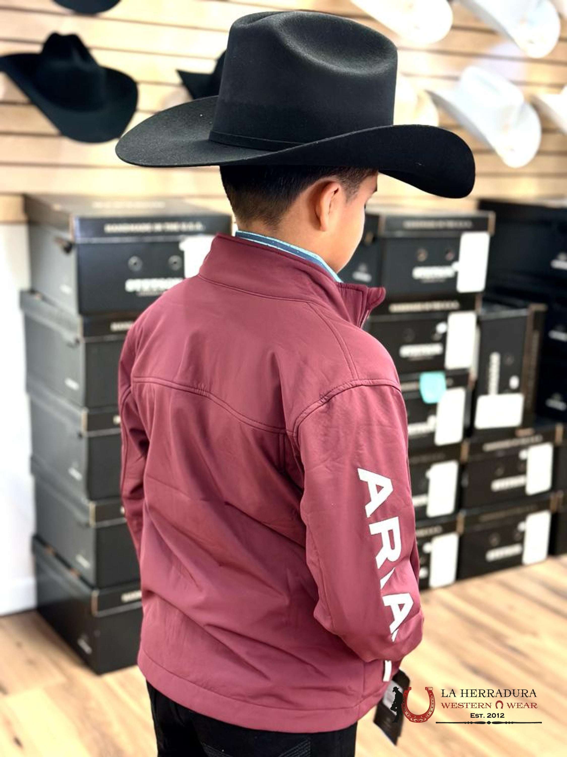Ariat Youth Unisex Soft Shell Jacket Team Logo Winsor Wine Niños