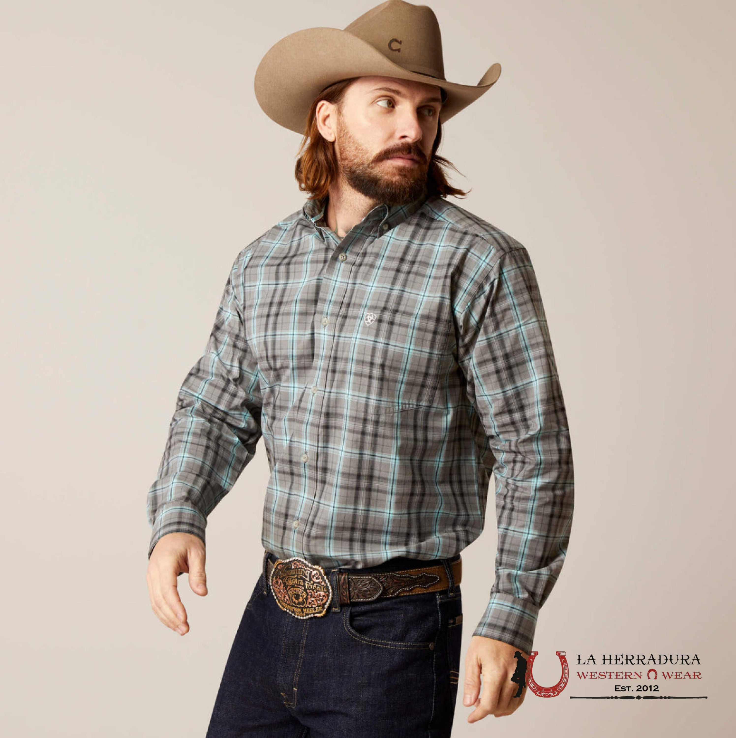 ARIATS MEN PRO STRYKER CLSSC LS SHRT BLUE STEEL- 6302 ROPA HOMBRES