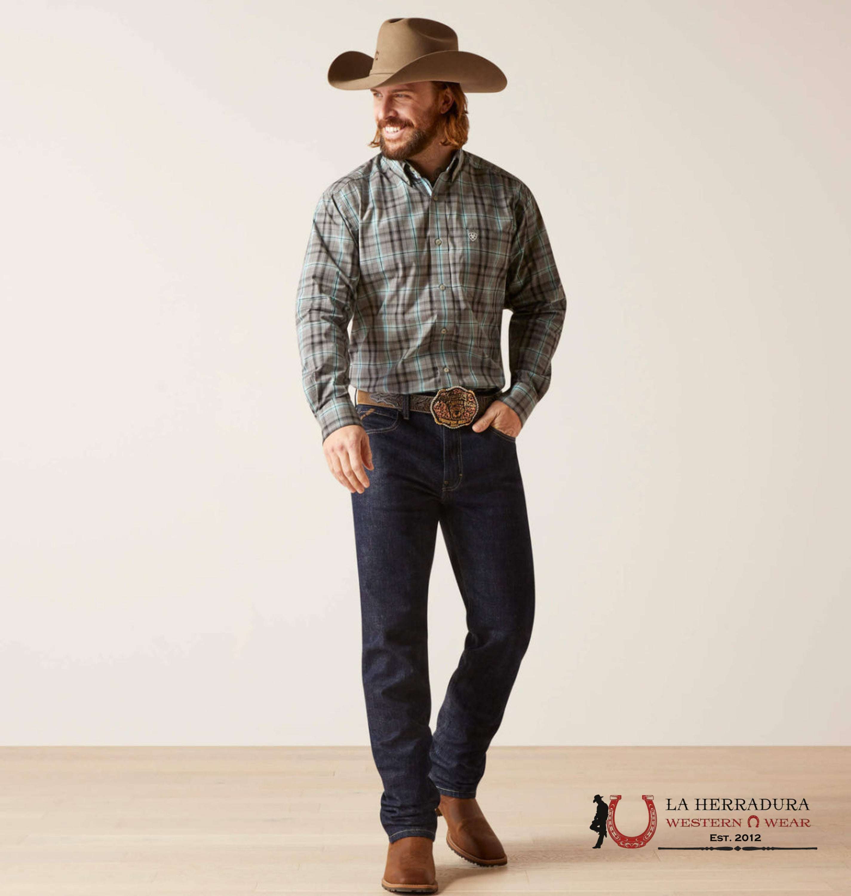 ARIATS MEN PRO STRYKER CLSSC LS SHRT BLUE STEEL- 6302 ROPA HOMBRES