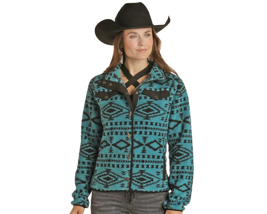 ROCK&ROLL PANHADLE PEACOCK AZTEC PRINTED BERBER JACKET -PRWO92RZY4