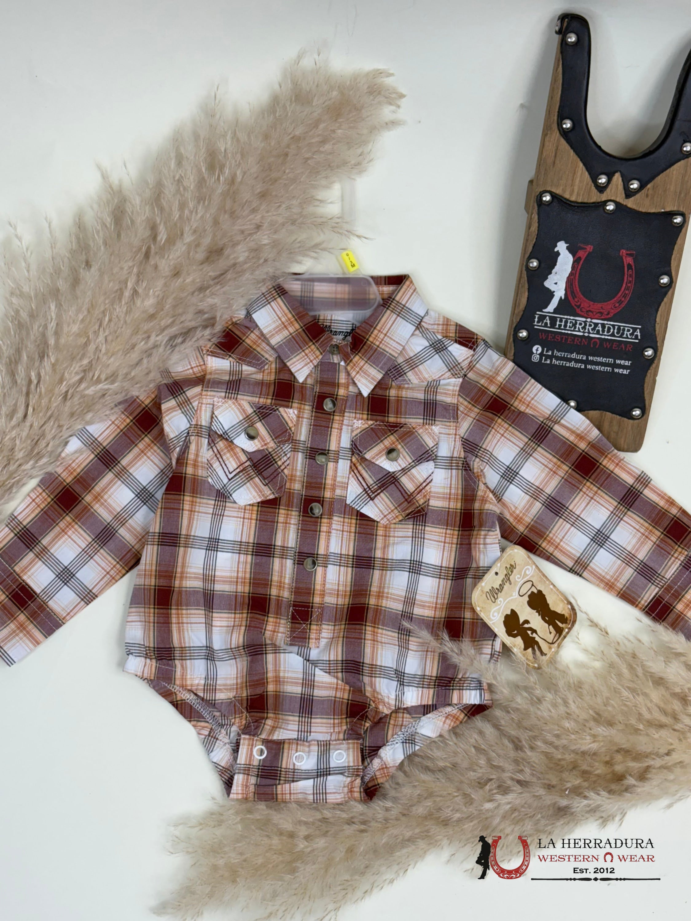 Baby Wrangler Tan Bodysuit Long Sleeve Shirt Niños