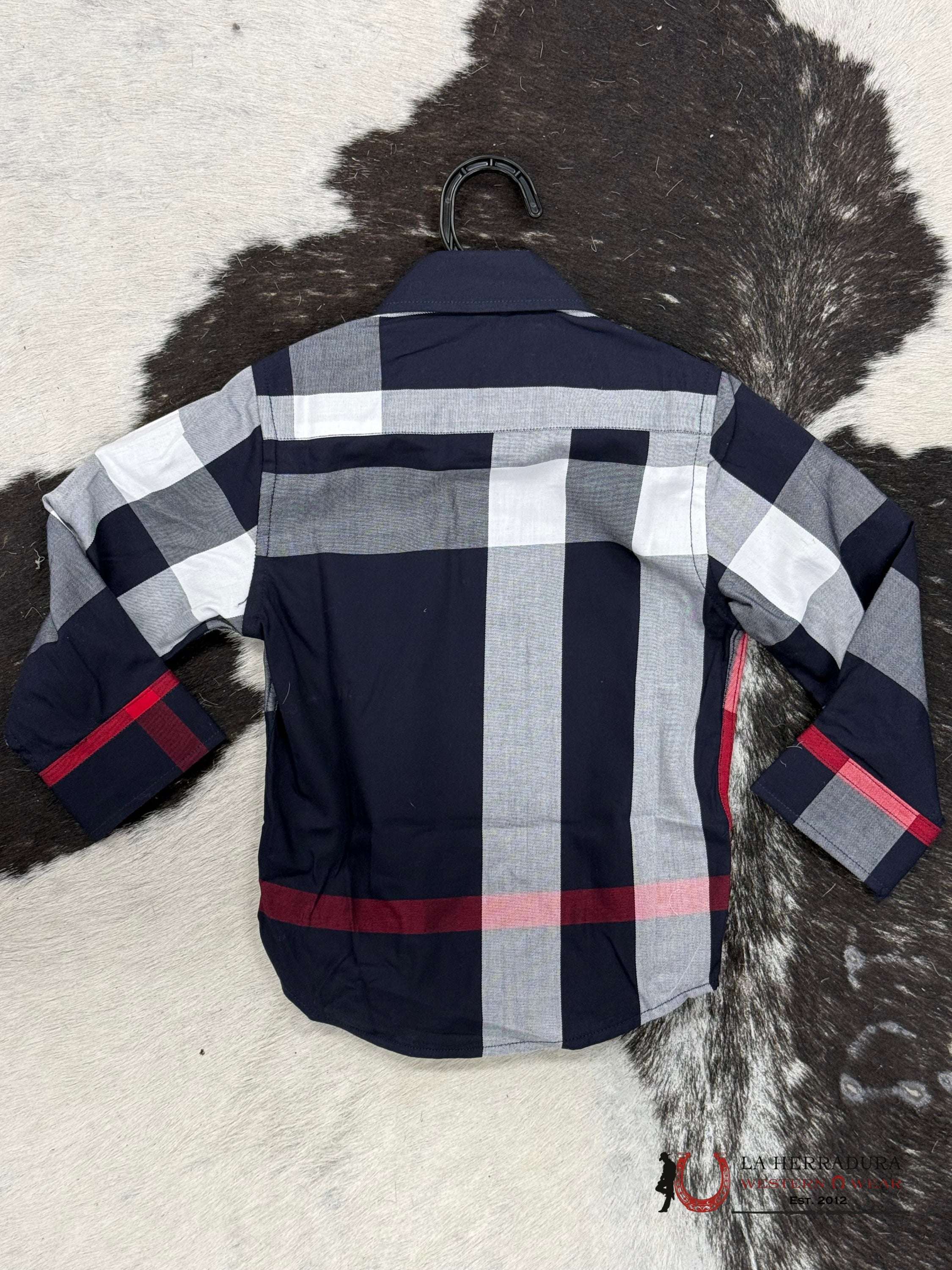 Baldelli Kids Shirt Navy-White Chk 101 Niños