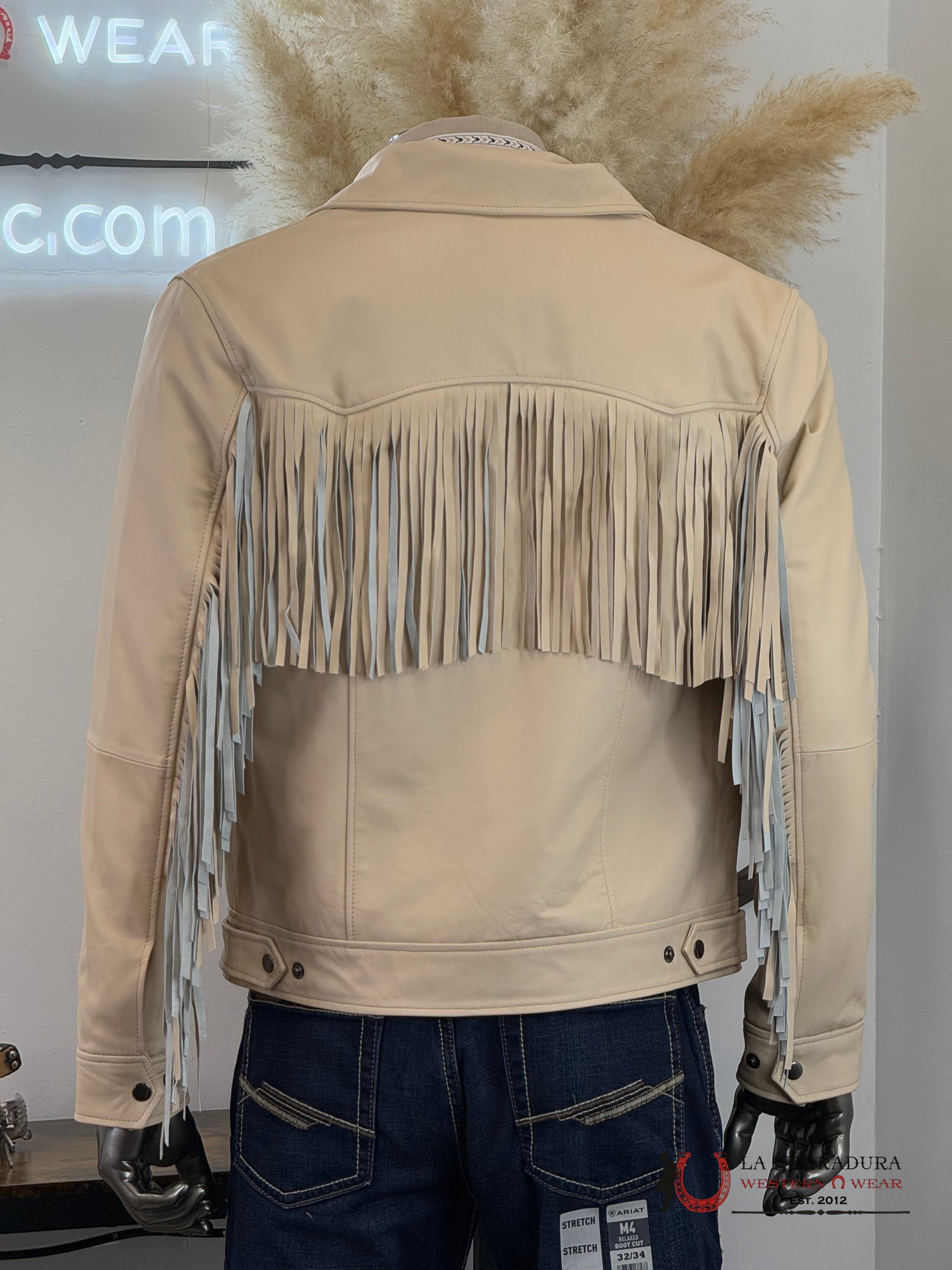 Beige Leather Jacket Ropa Hombres