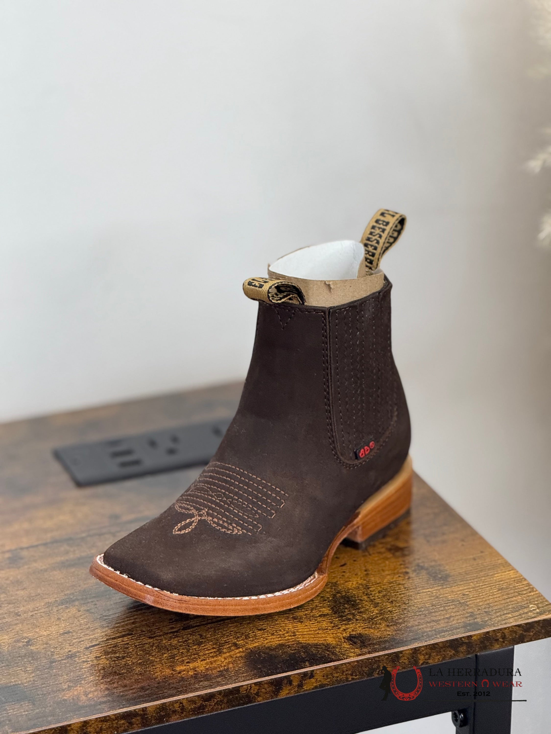 BESSERO KIDS NOBUCK TOBACCO OBSCURO BOTIN CHARRO NIÑOS