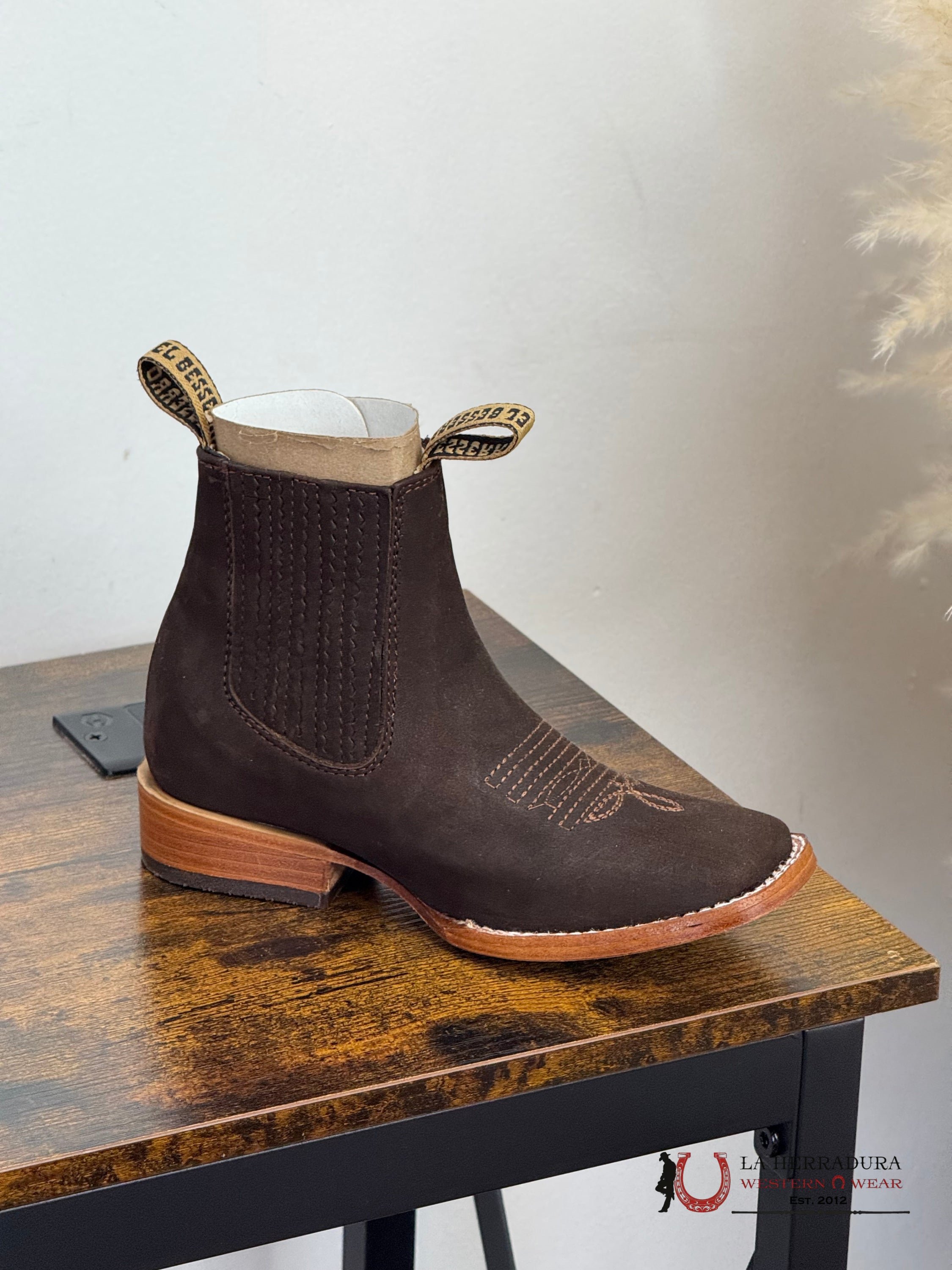 BESSERO KIDS NOBUCK TOBACCO OBSCURO BOTIN CHARRO NIÑOS