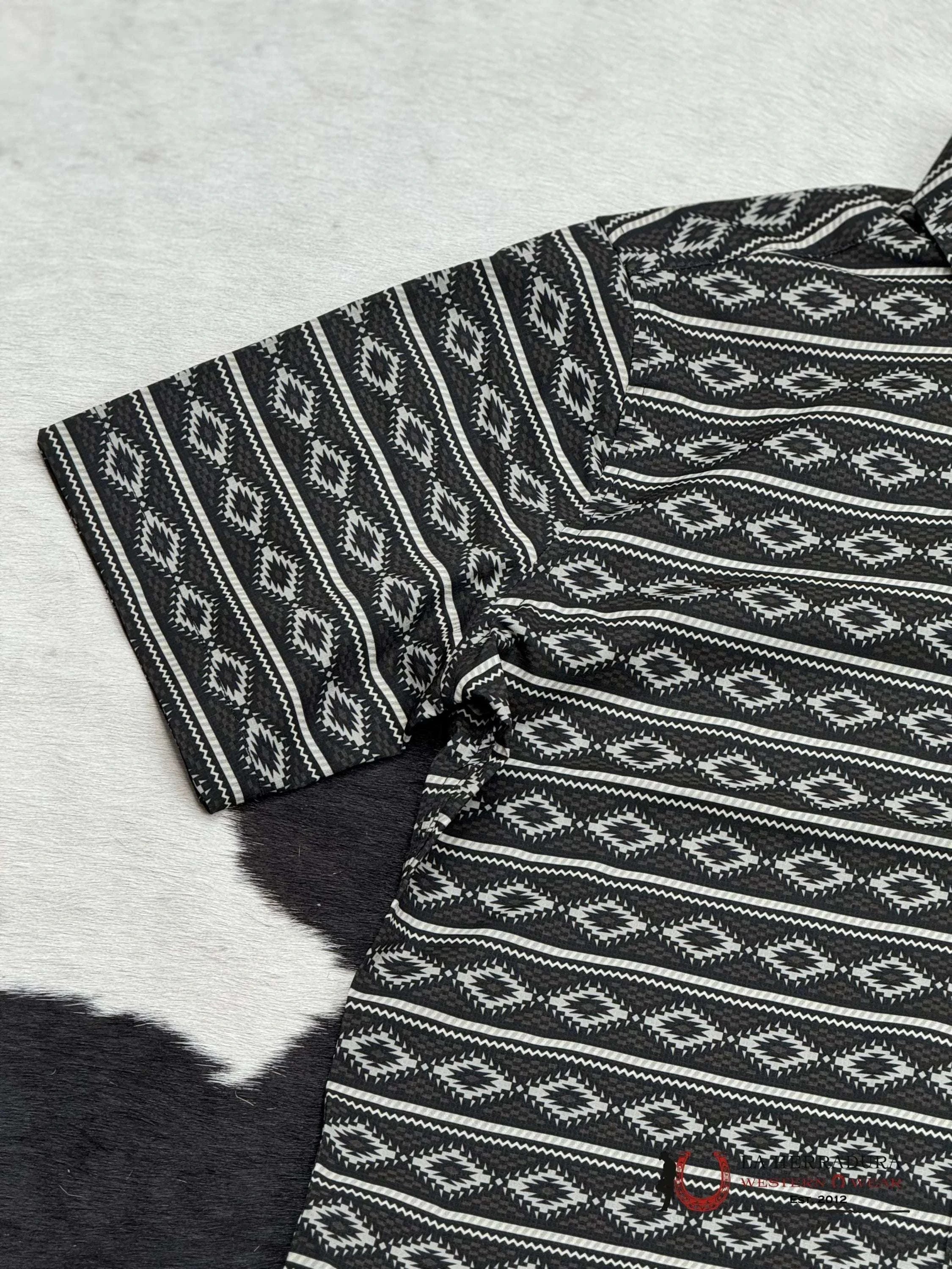 Black Aztec Short Sleeve Shirt Taupe Ropa Hombres
