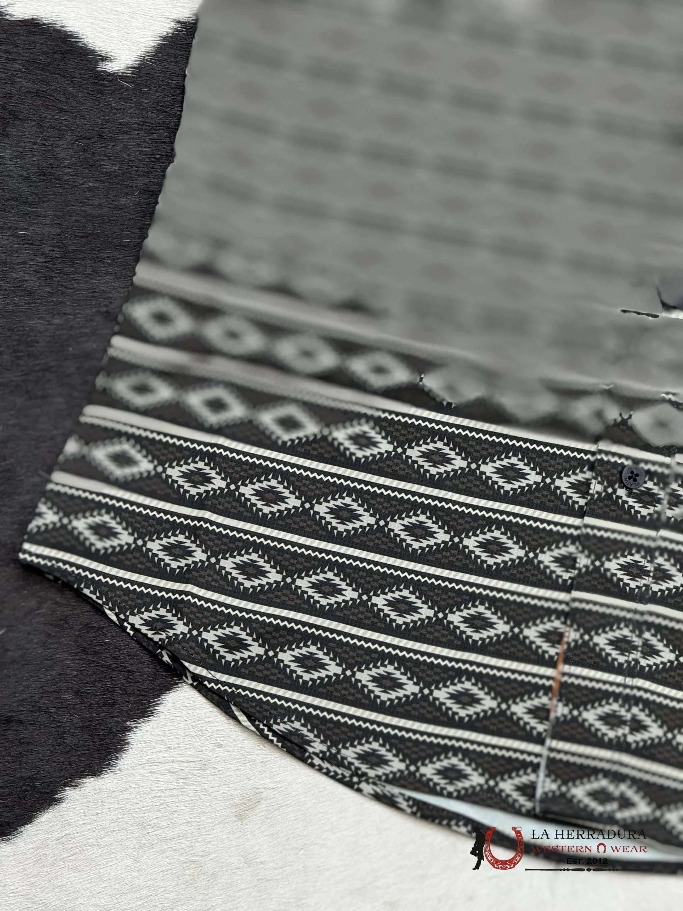 Black Aztec Short Sleeve Shirt Taupe Ropa Hombres