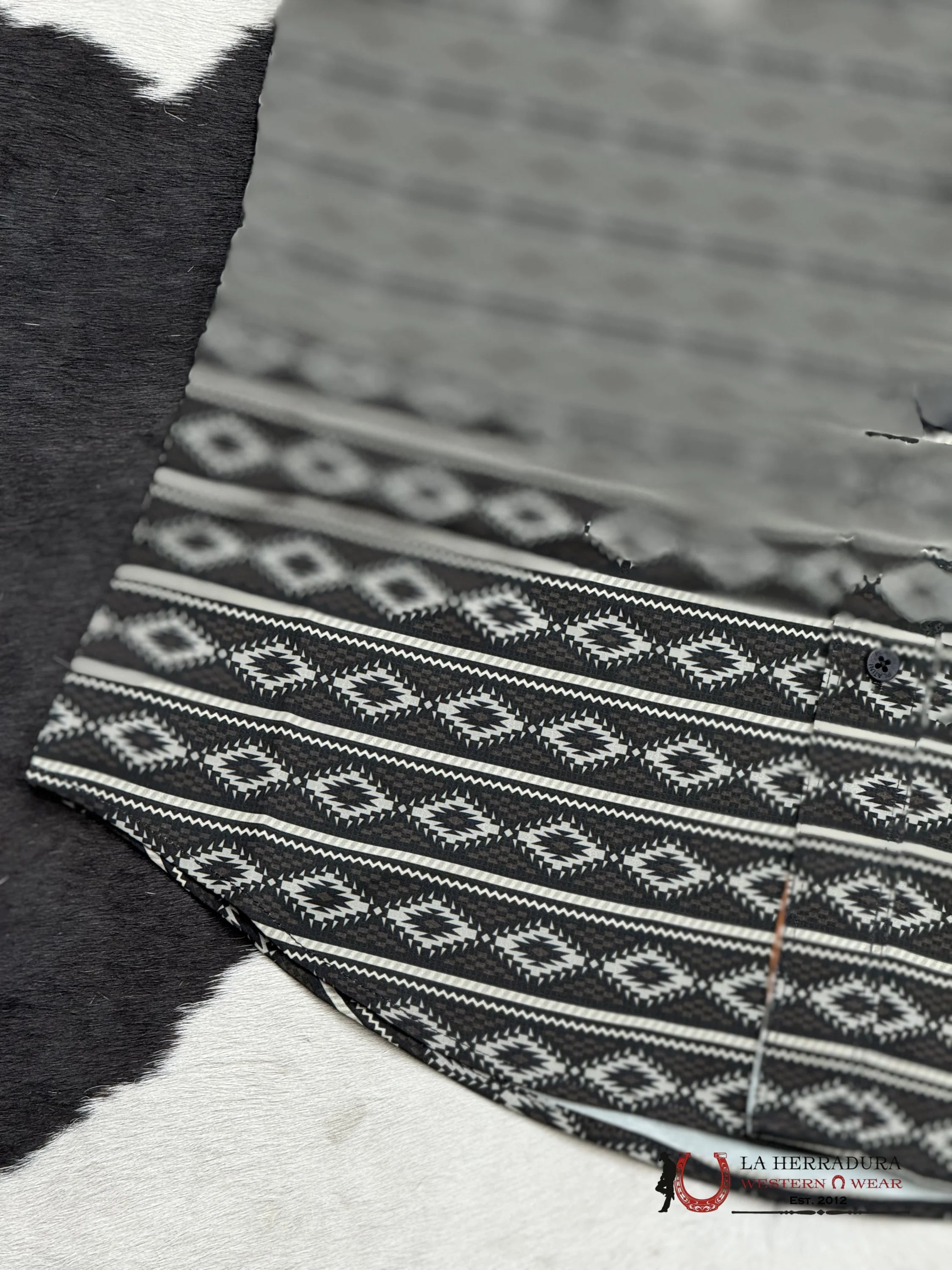 Black Aztec Short Sleeve Shirt Taupe Ropa Hombres