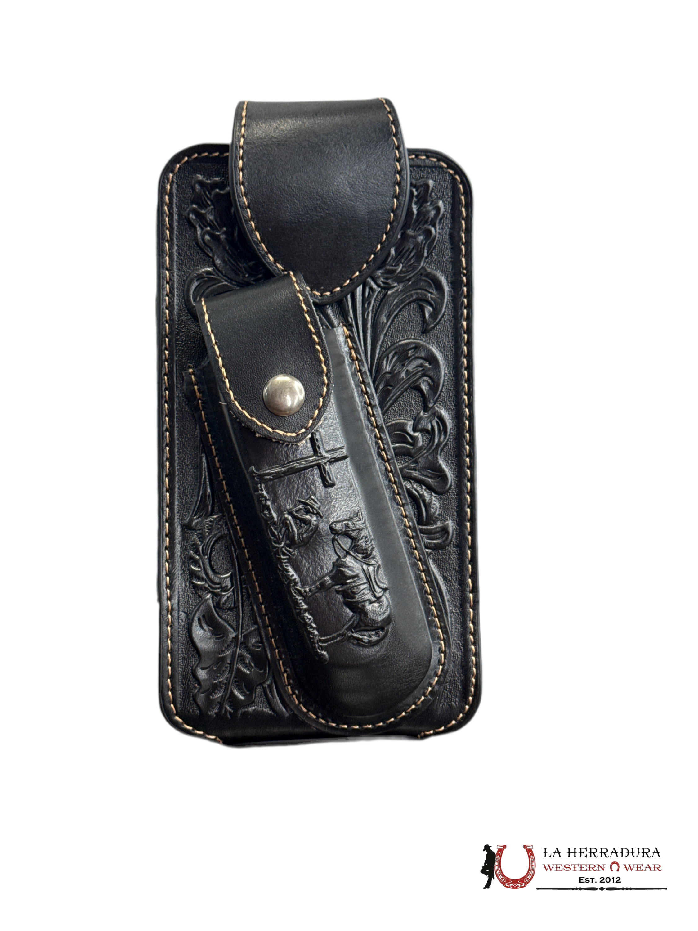 BLACK CINCELADO JINETE PHONE & KNIFE CASE