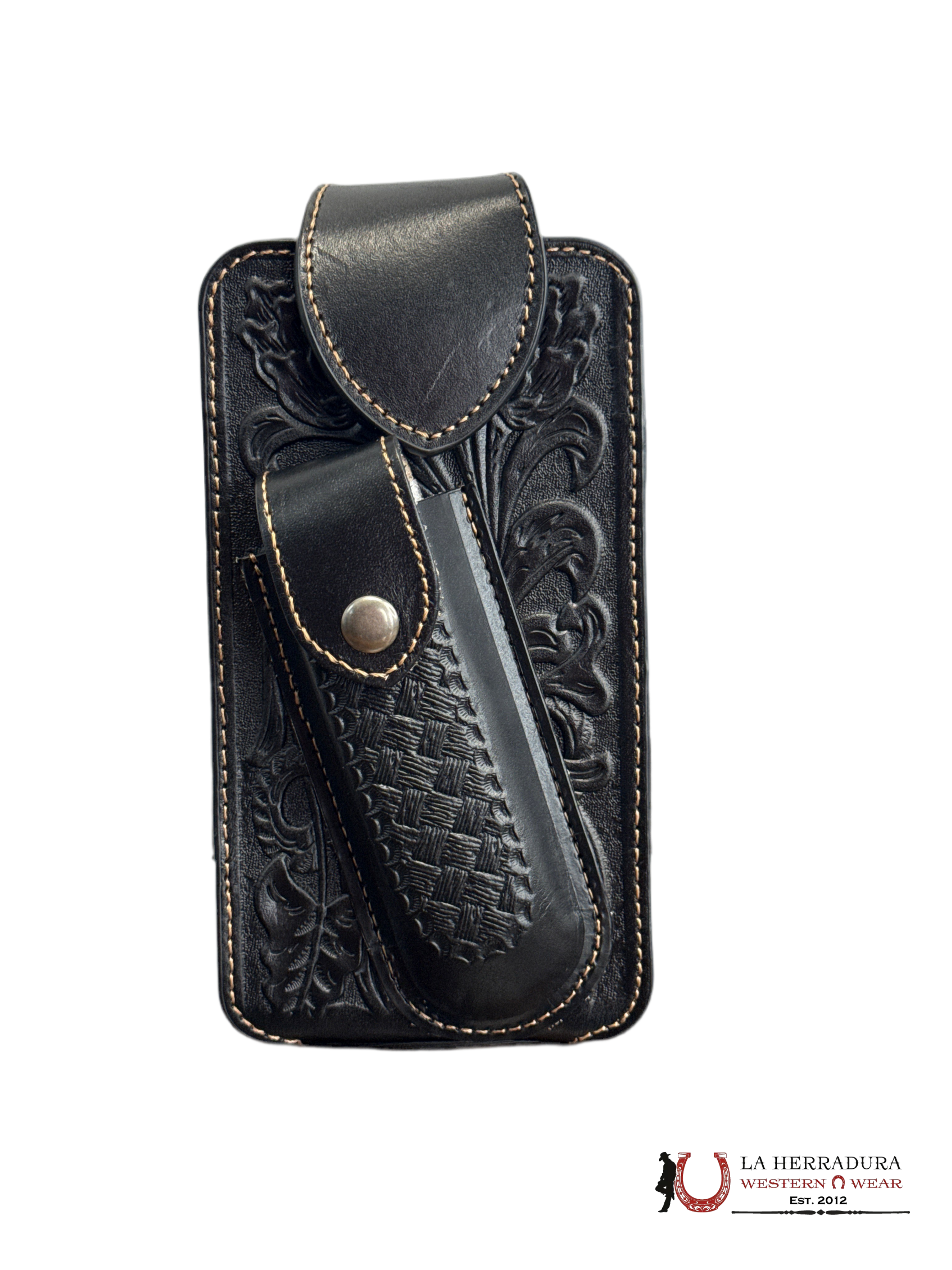 BLACK CINCELADO TEJIDO PHONE & KNIFE CASE