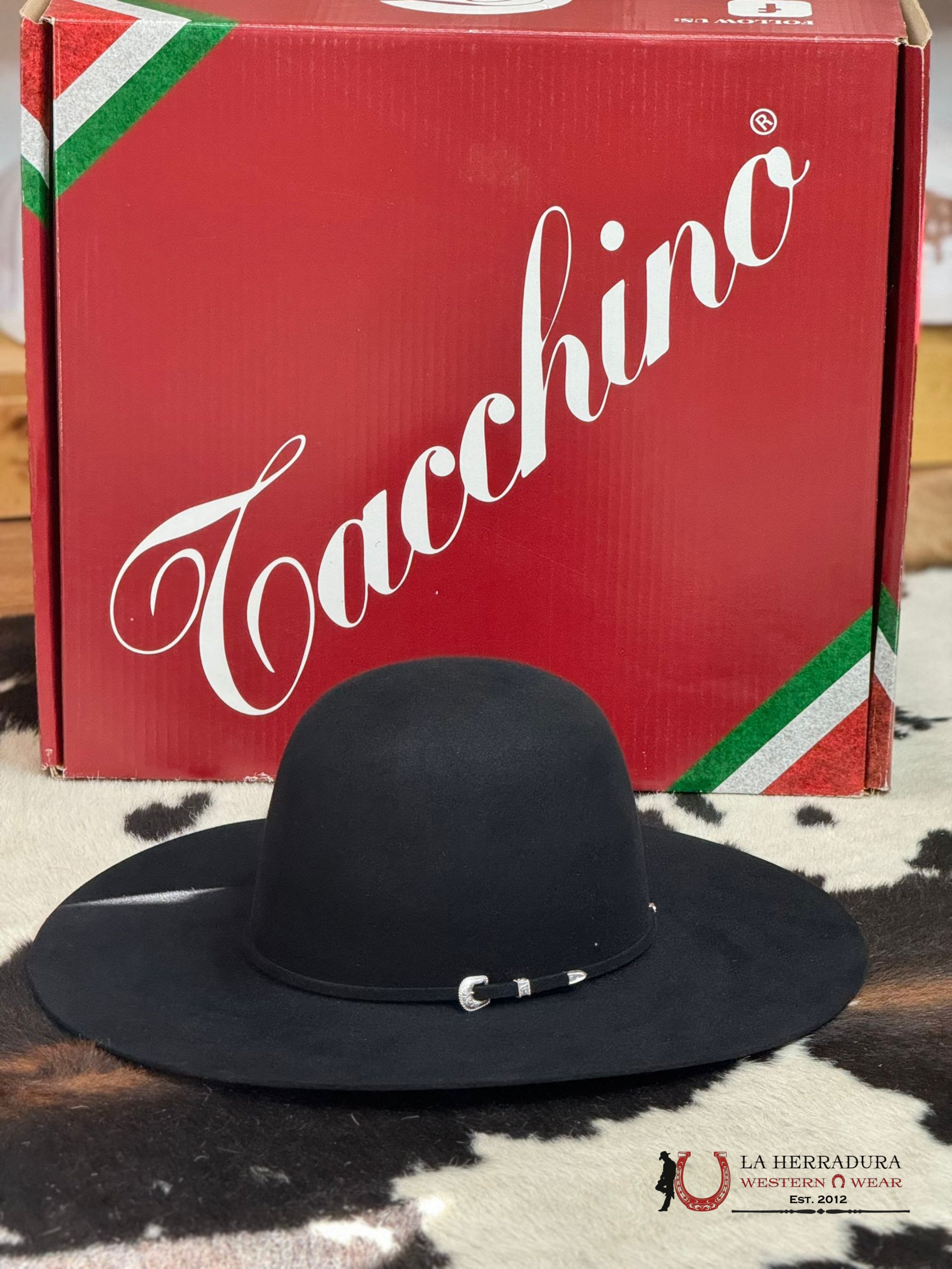 Mens Tacchino Open Crown Felt Hat Black 10X Tejana