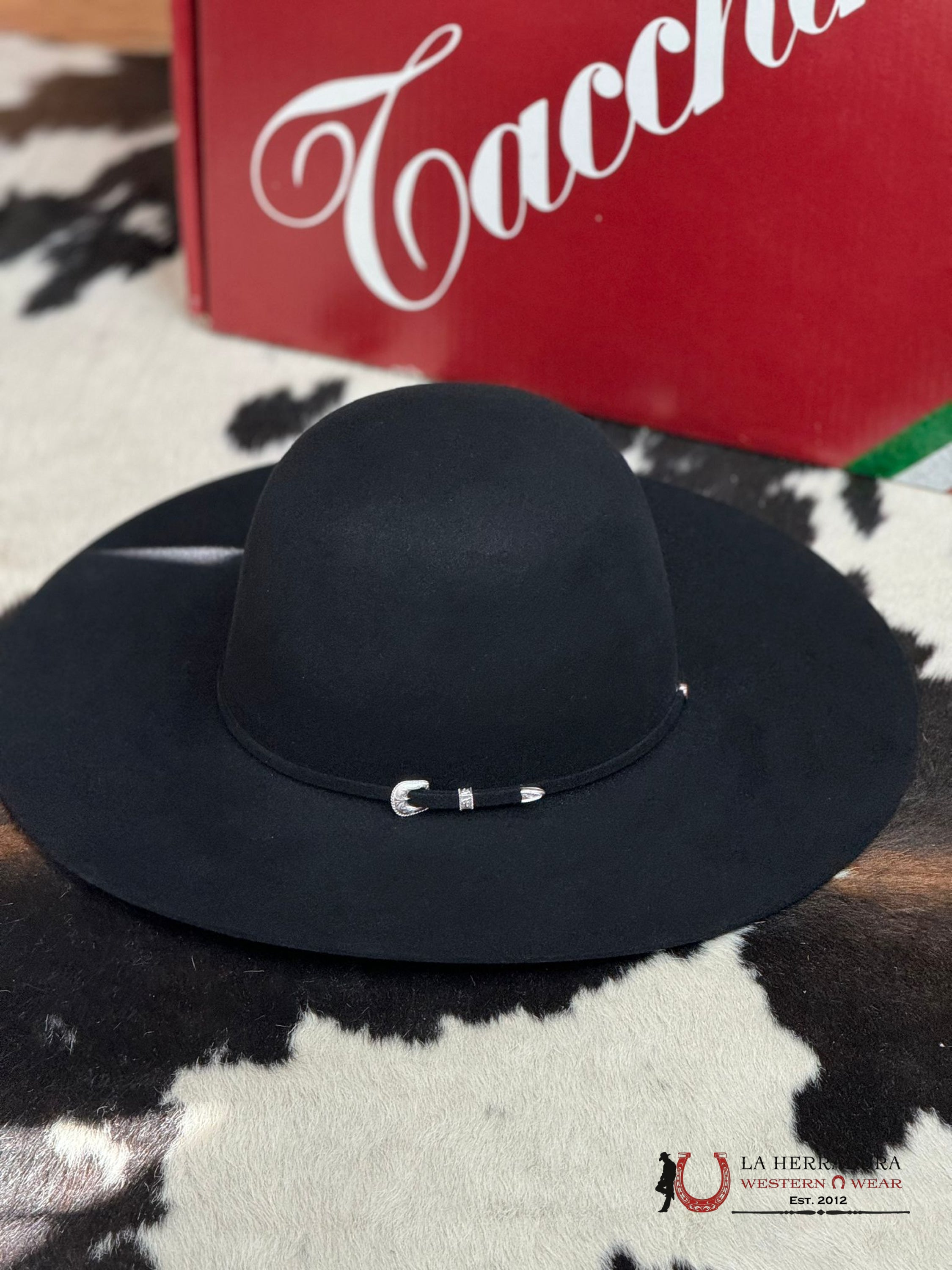 Mens Tacchino Open Crown Felt Hat Black 10X Tejana