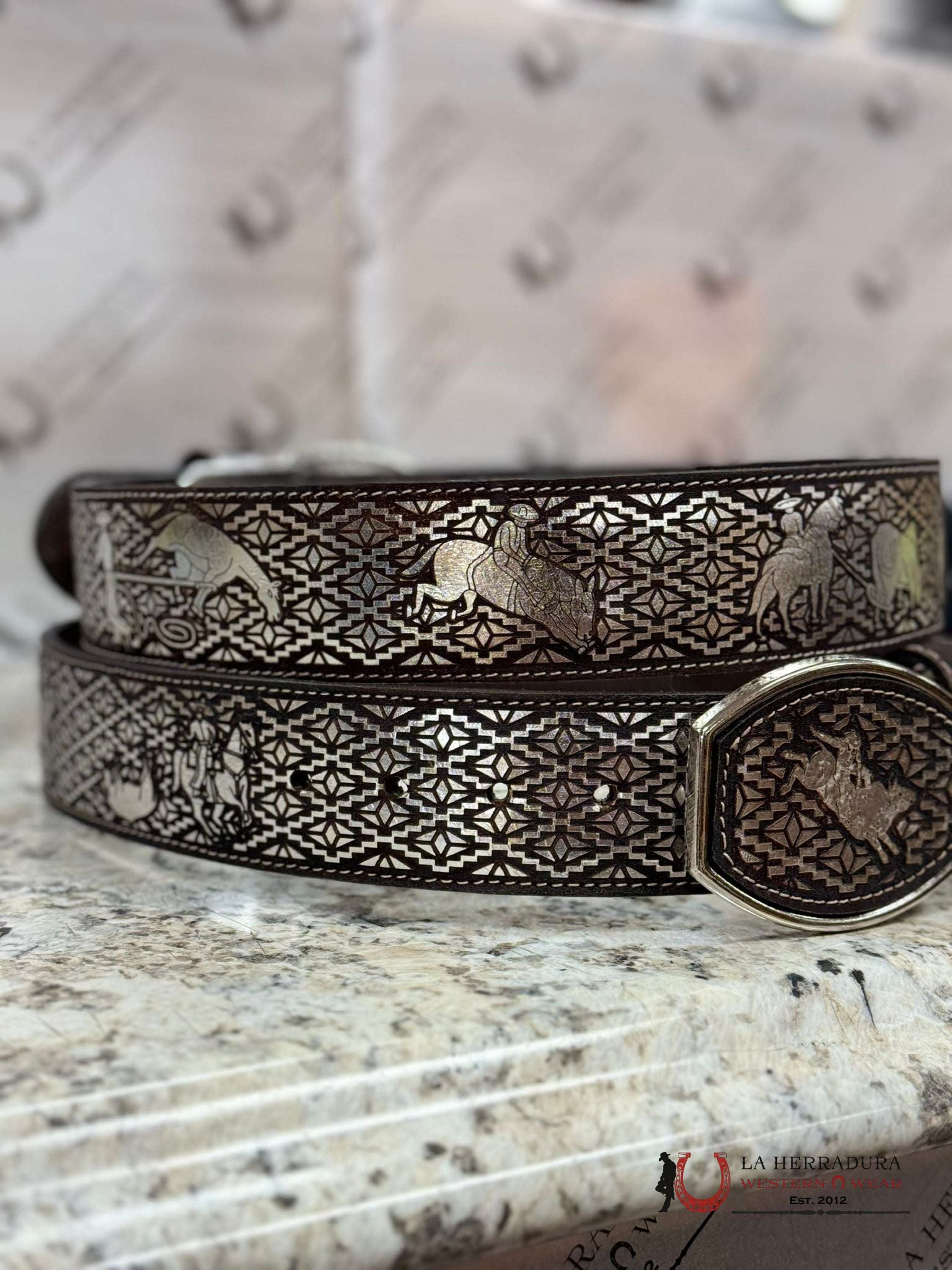 Black & Silver Bull Rider 2 In Belt Cinturones Hombres