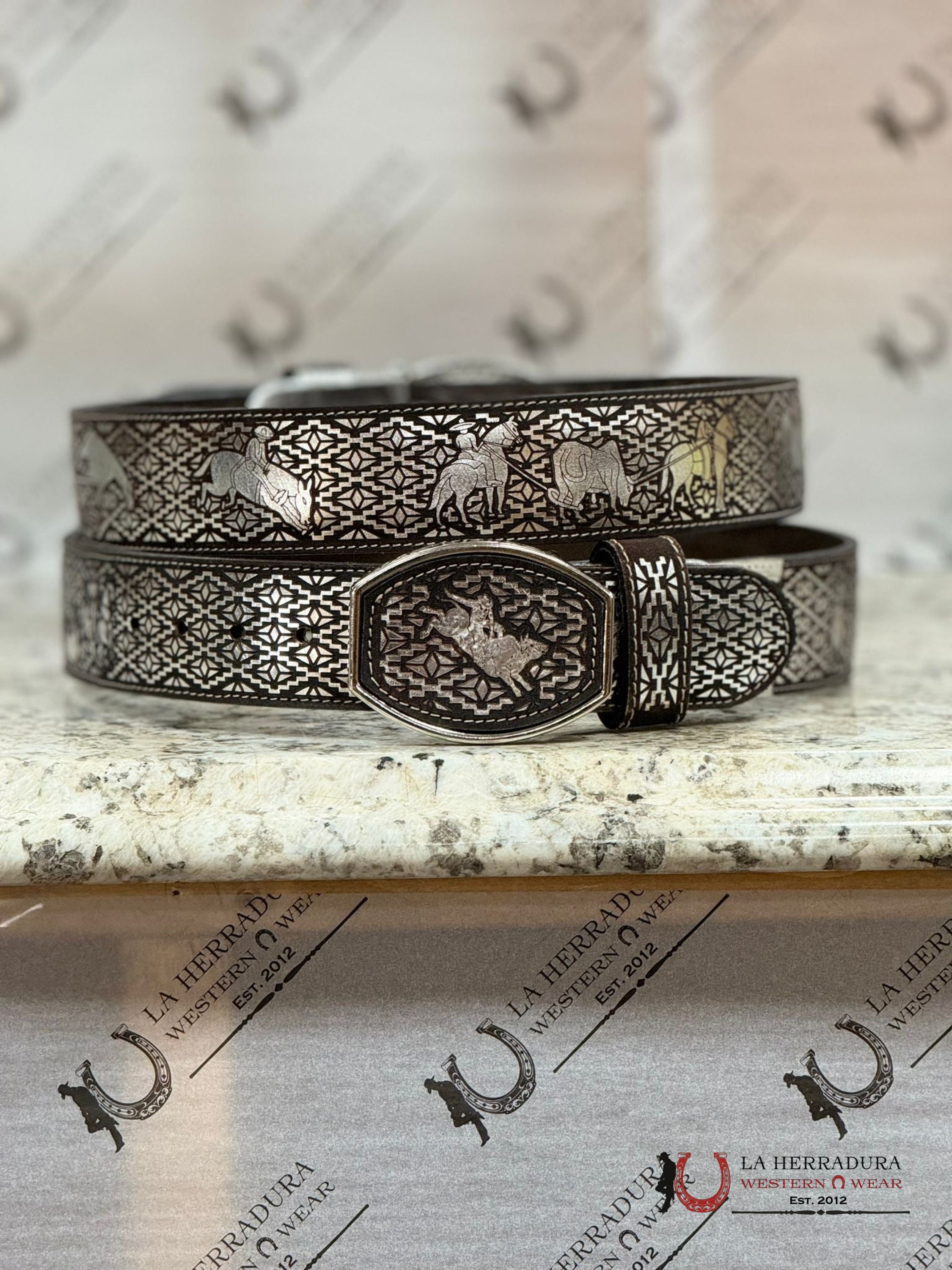 Black & Silver Bull Rider 2 In Belt Cinturones Hombres