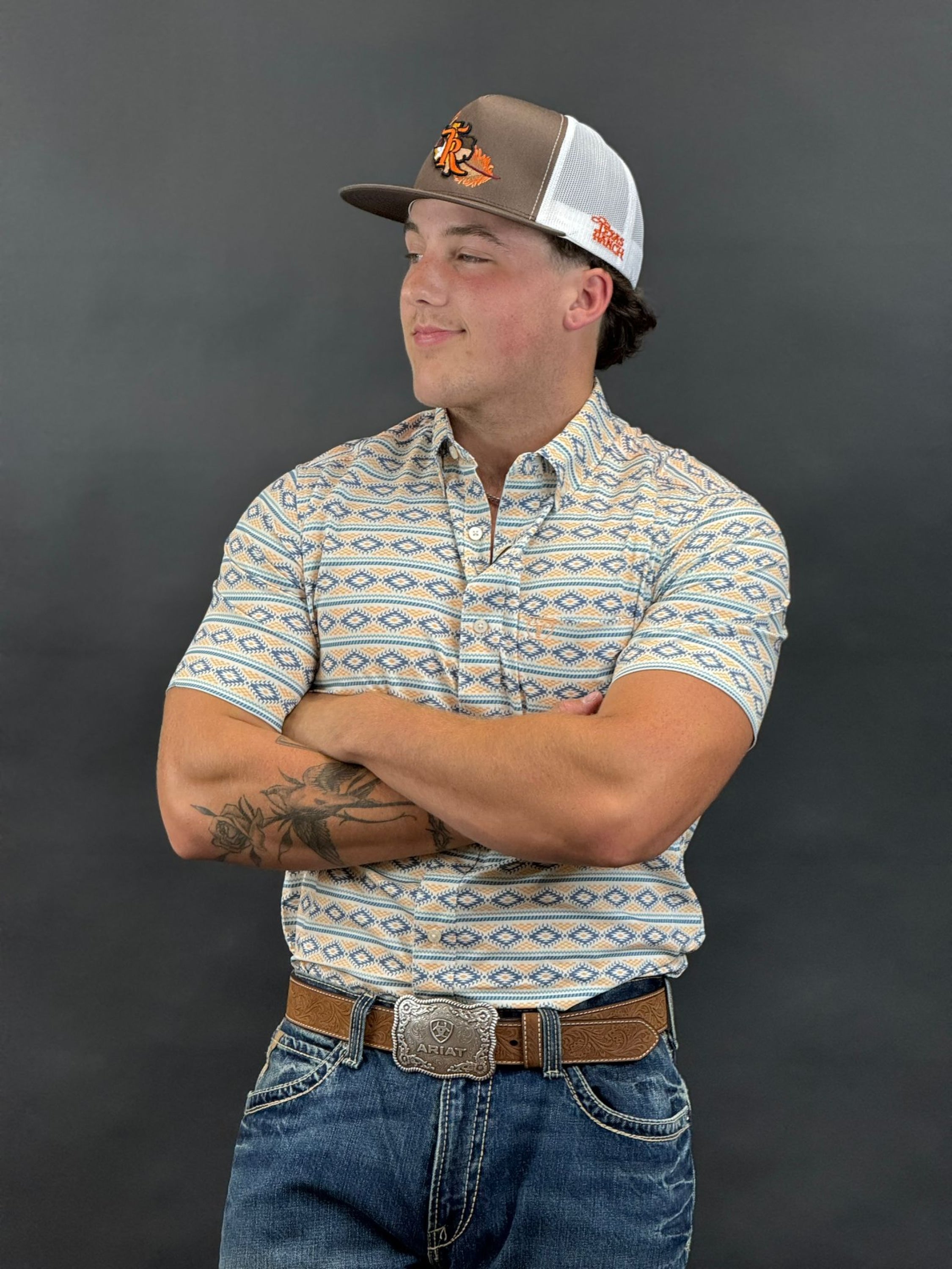 Blue Aztec Short Sleeve Shirt Teal Ropa Hombres