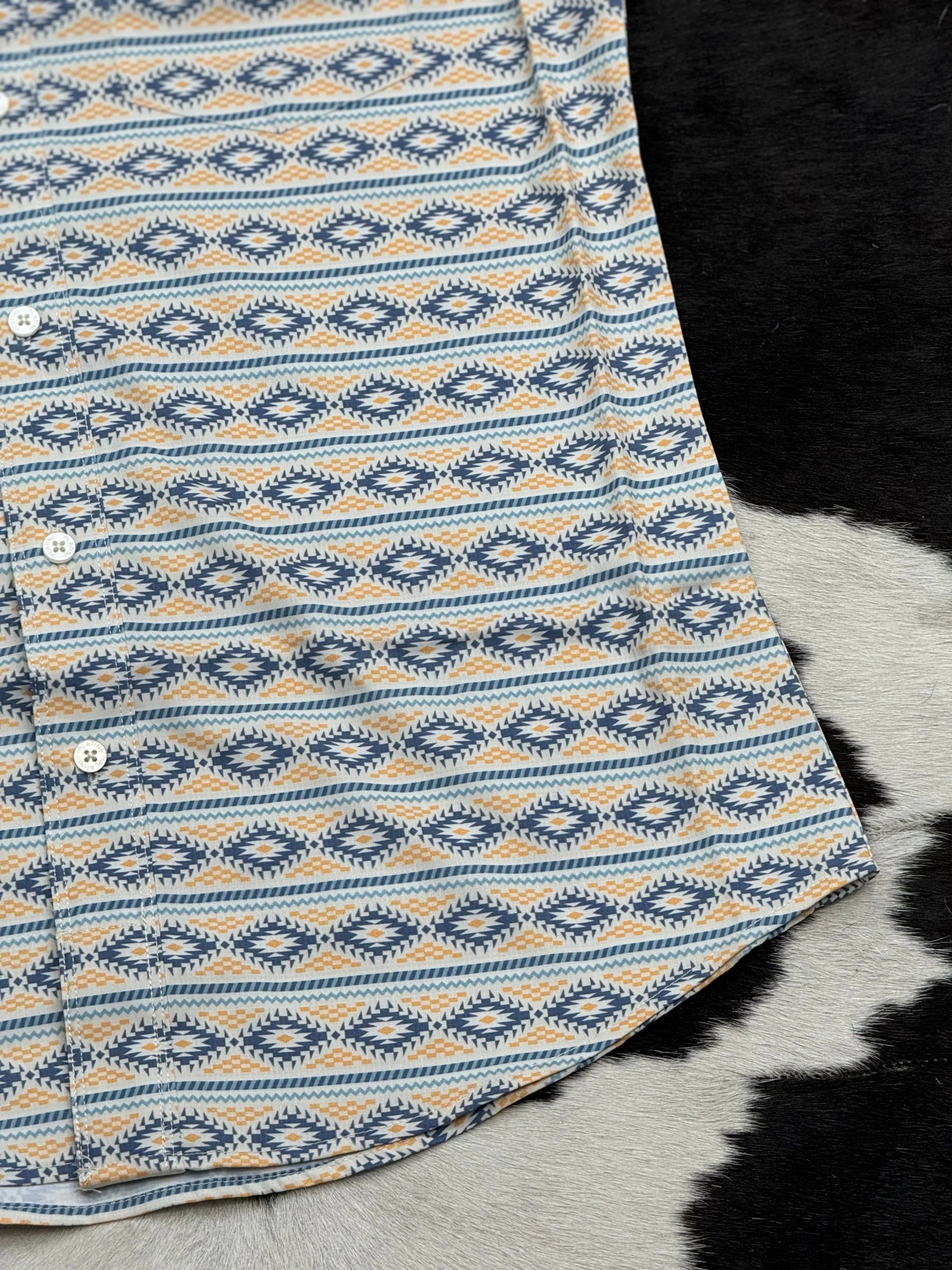 Blue Aztec Short Sleeve Shirt Teal Ropa Hombres