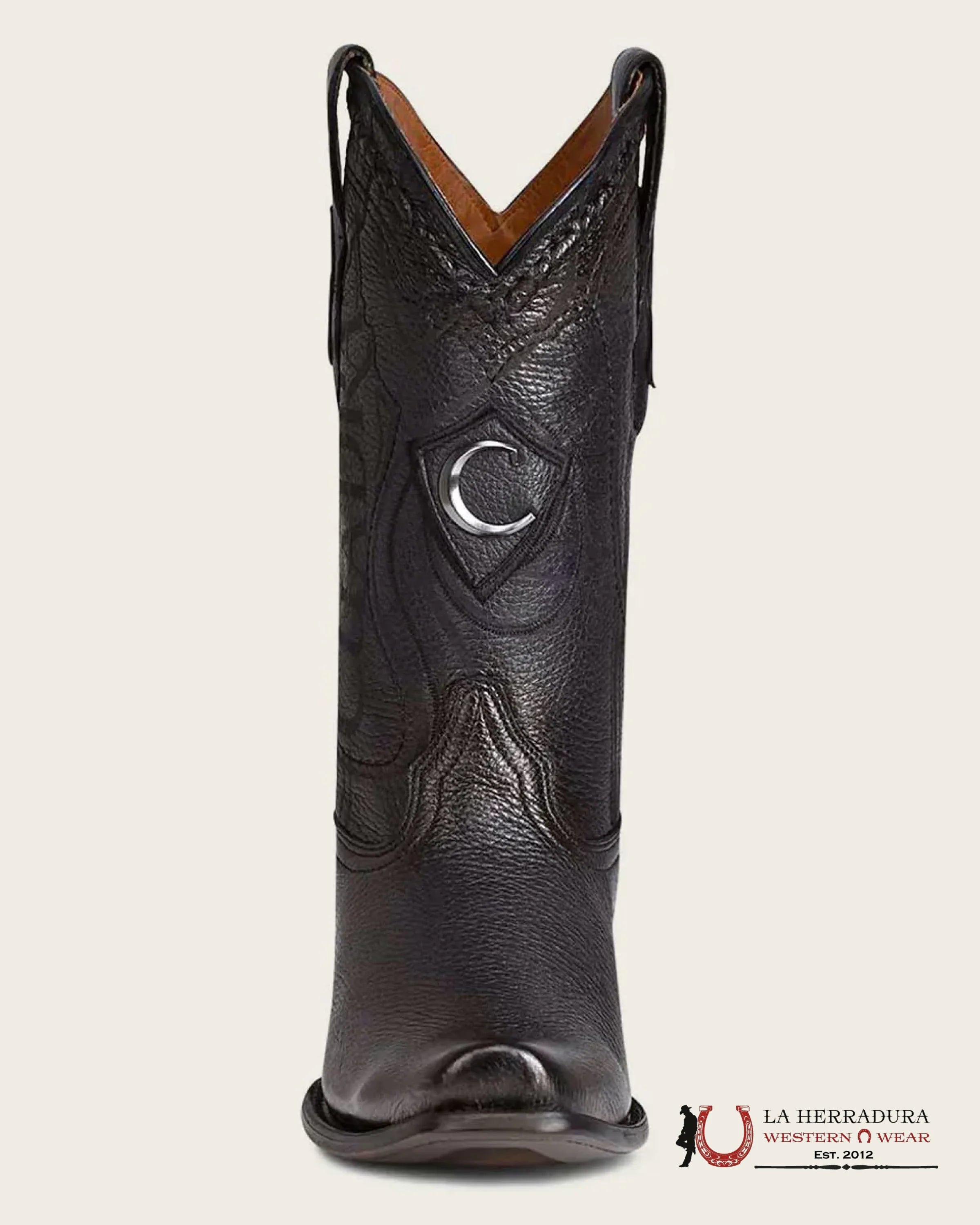 BOOTS CUADRA DEER LASER / VENADO ITALIANO PUNTA SEMI CUADRADA BLACK BOTAS HOMBRES