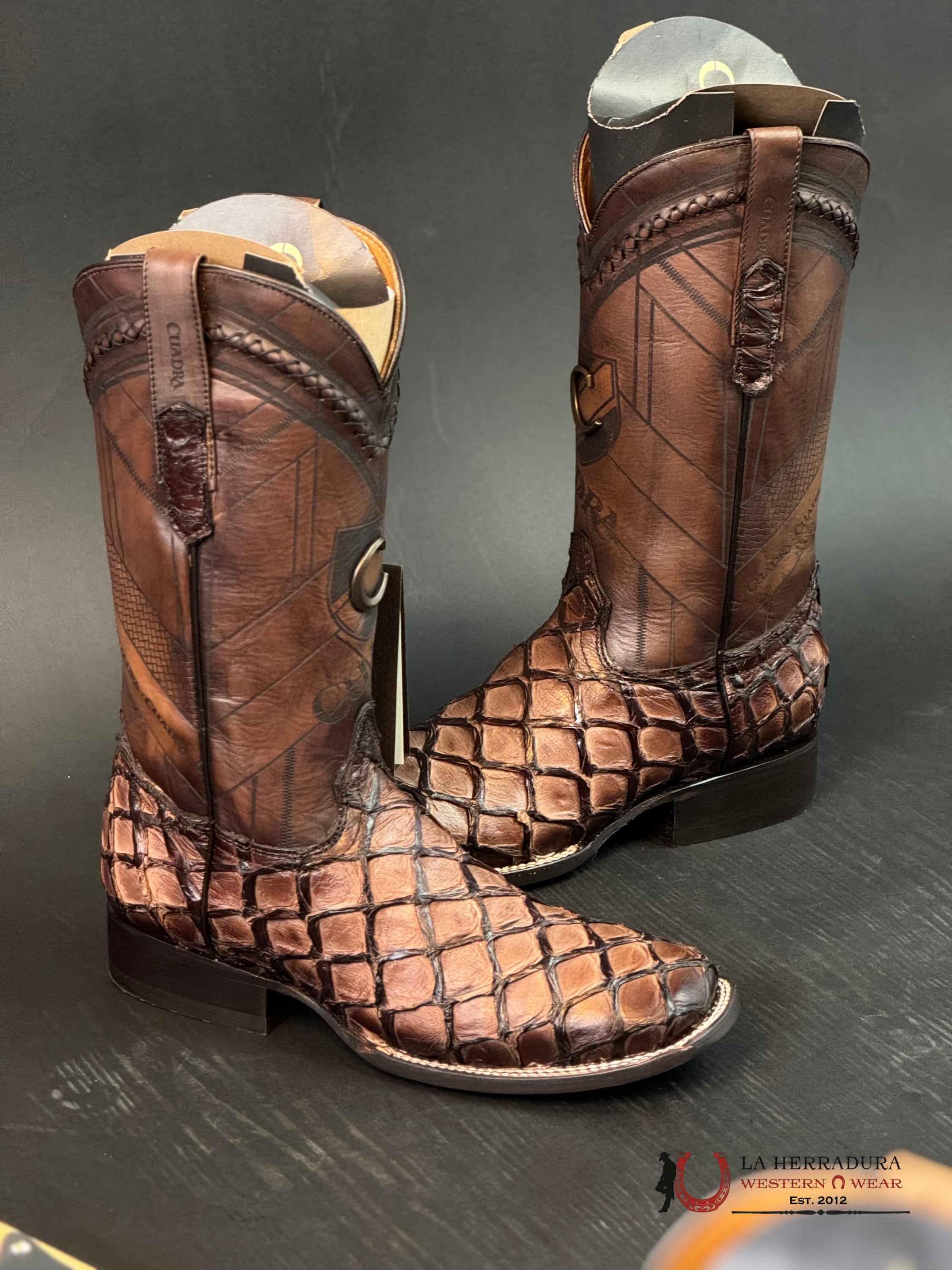 Boots Cuadra Fish/Pescado Pirarucu Choco Vidreado Chocolate Botas Hombres