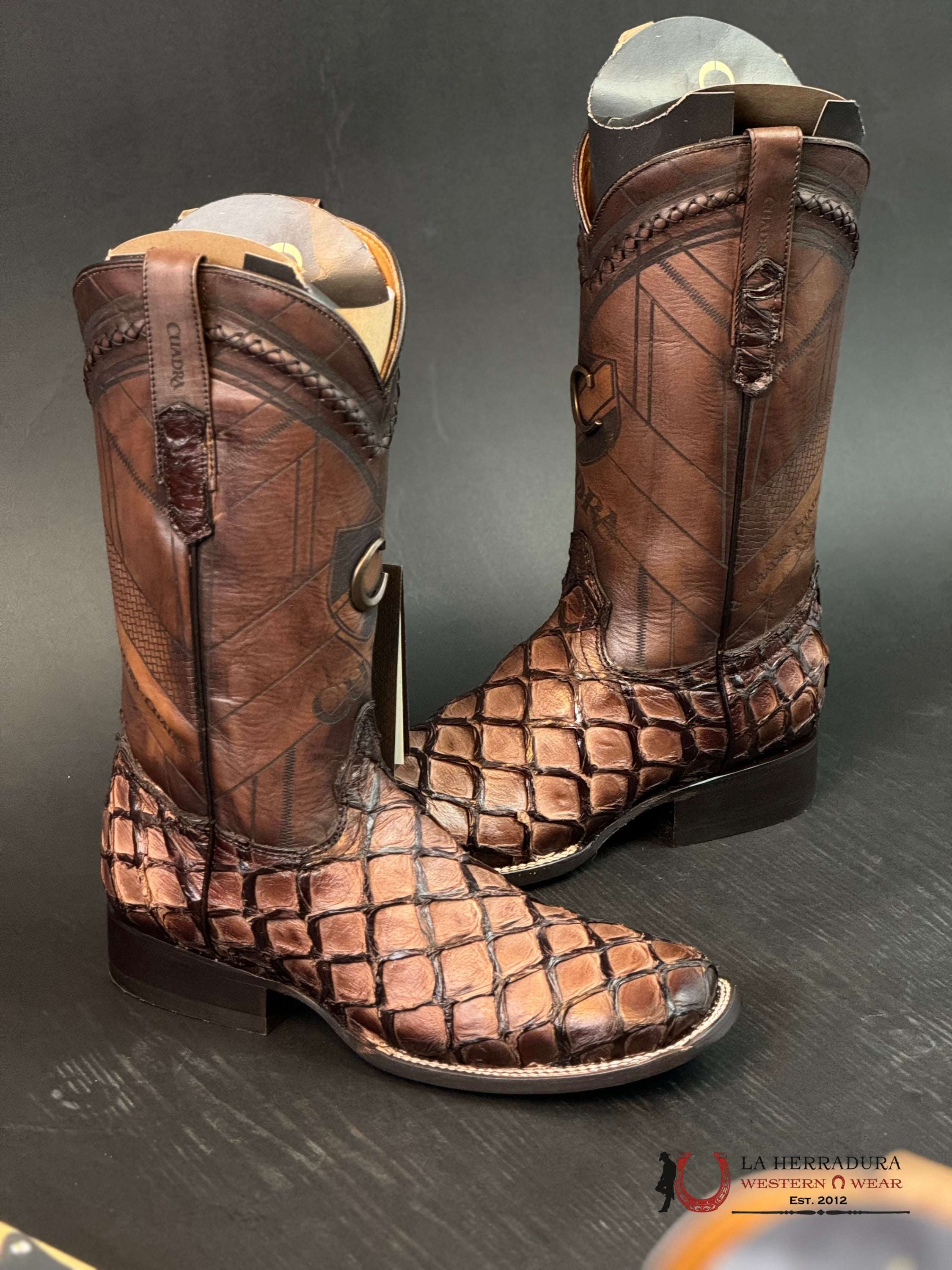 Boots Cuadra Fish/Pescado Pirarucu Choco Vidreado Chocolate Botas Hombres