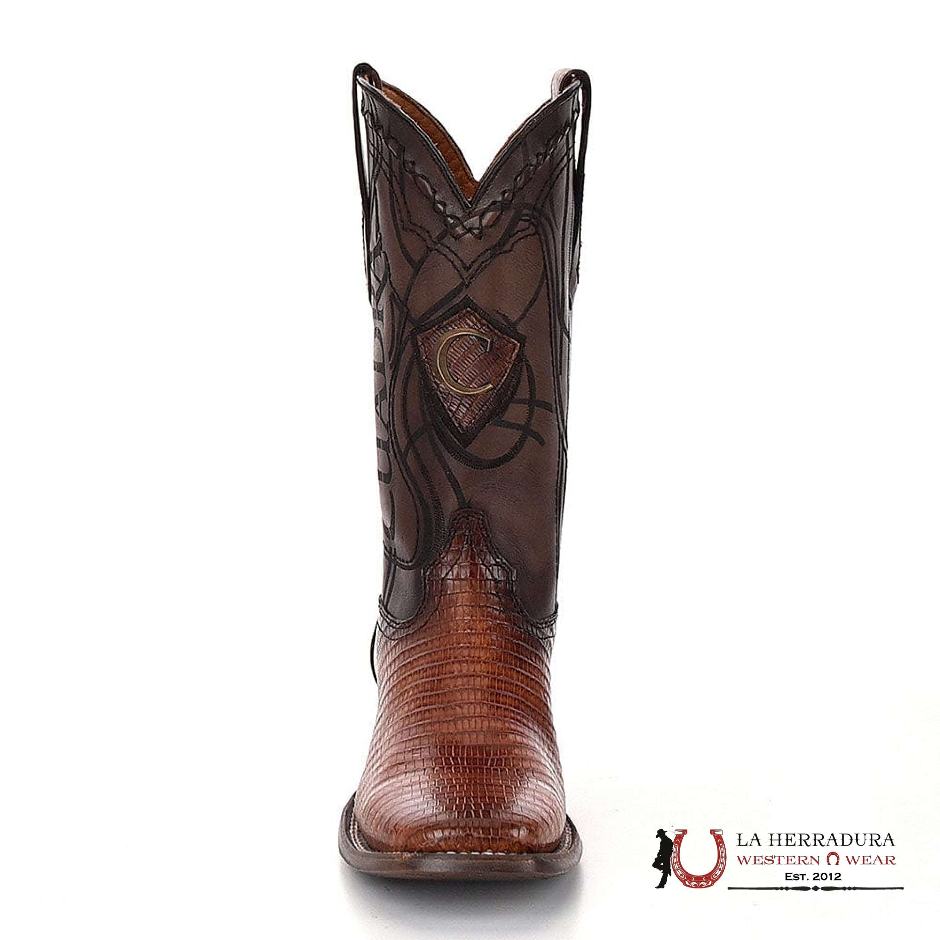 BOOTS CUADRA LIZARD TEJU ANTIQUE MIEL SQUARE TOE CU790 BOTAS HOMBRES