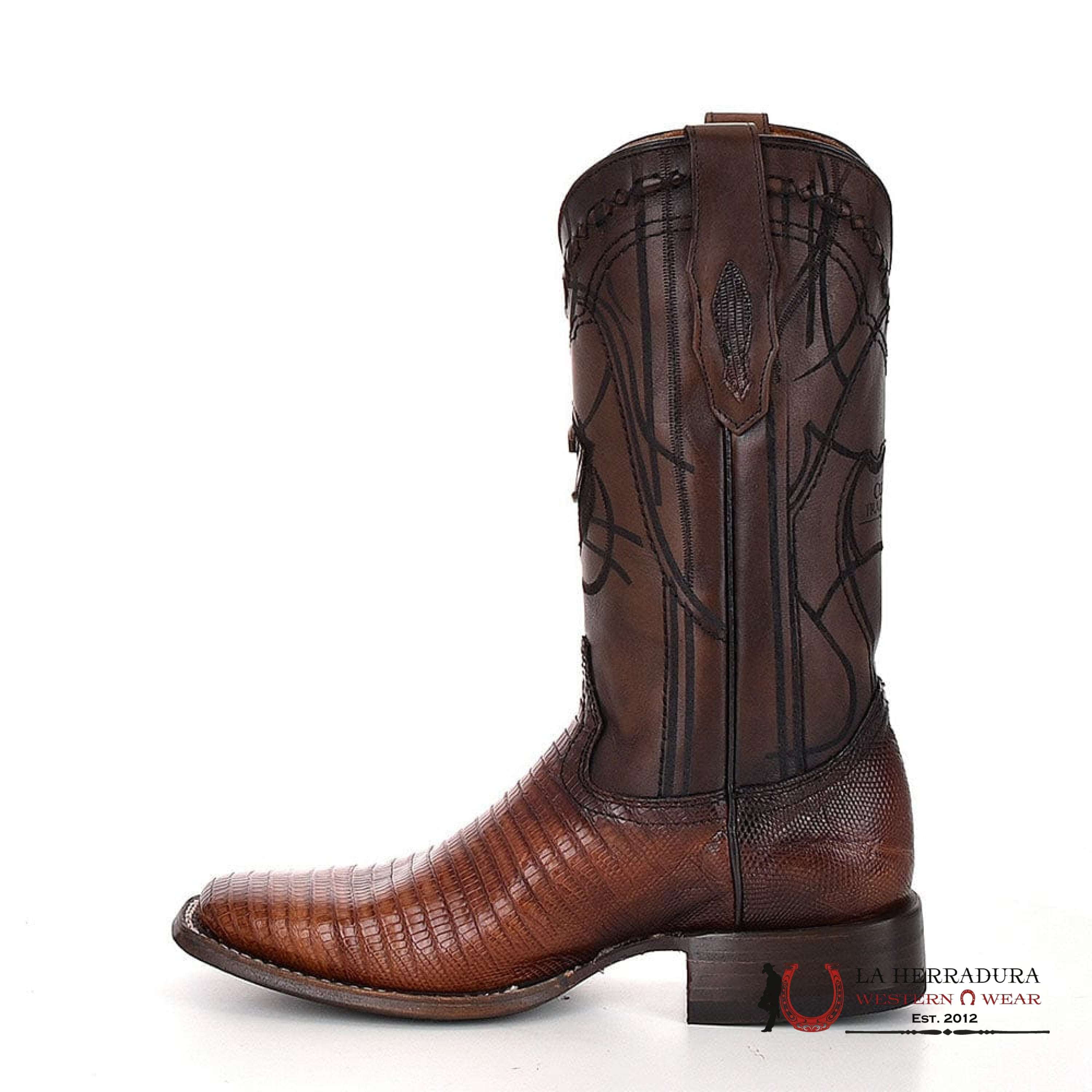 BOOTS CUADRA LIZARD TEJU ANTIQUE MIEL SQUARE TOE CU790 BOTAS HOMBRES