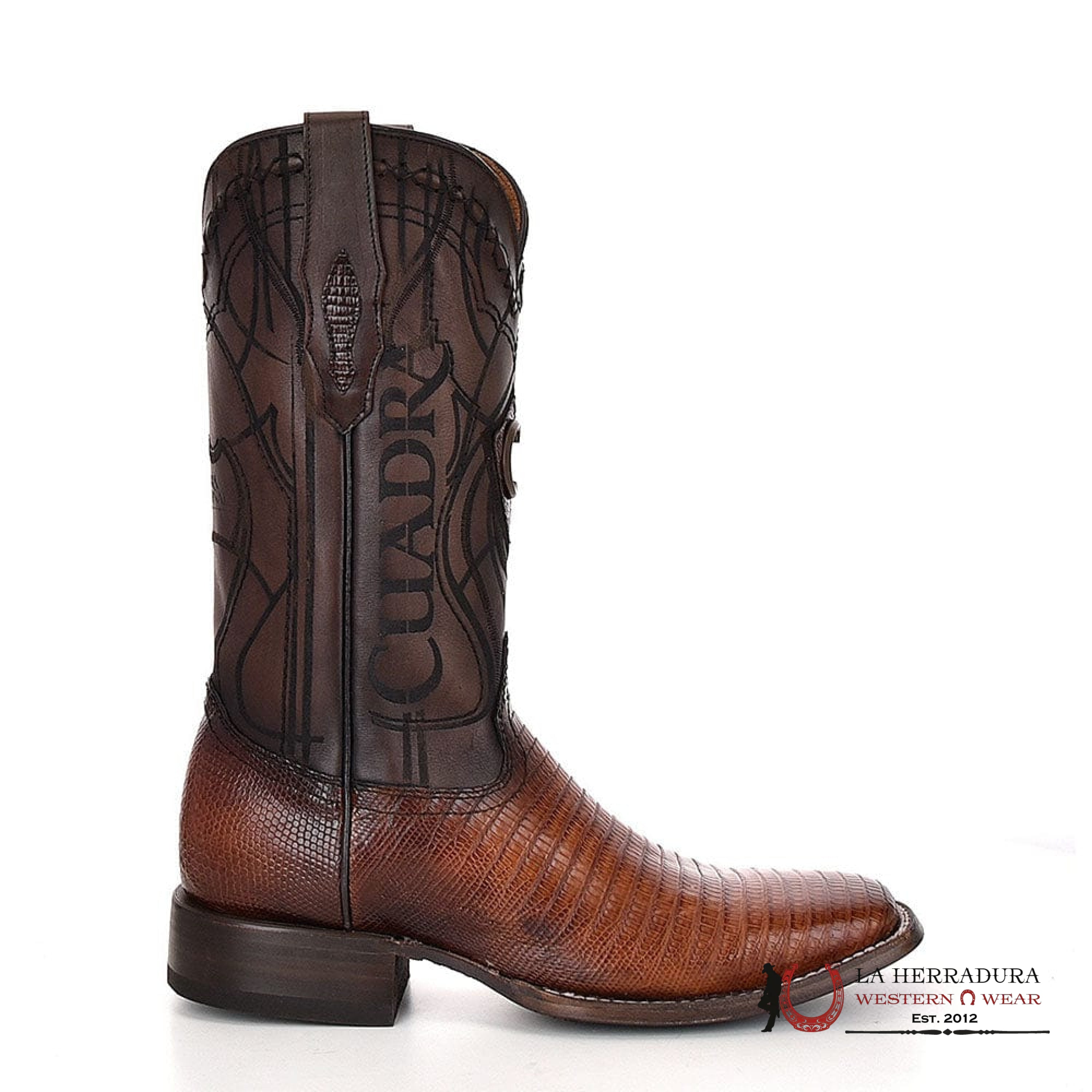 BOOTS CUADRA LIZARD TEJU ANTIQUE MIEL SQUARE TOE CU790 BOTAS HOMBRES