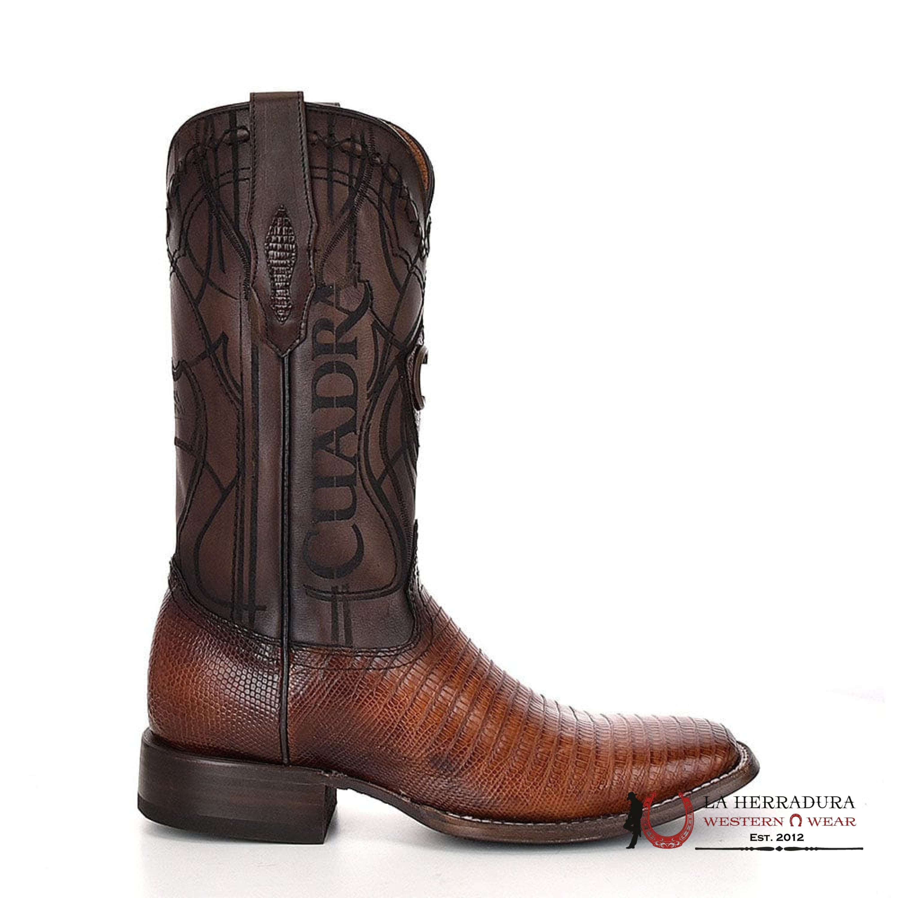 BOOTS CUADRA LIZARD TEJU ANTIQUE MIEL SQUARE TOE CU790 BOTAS HOMBRES