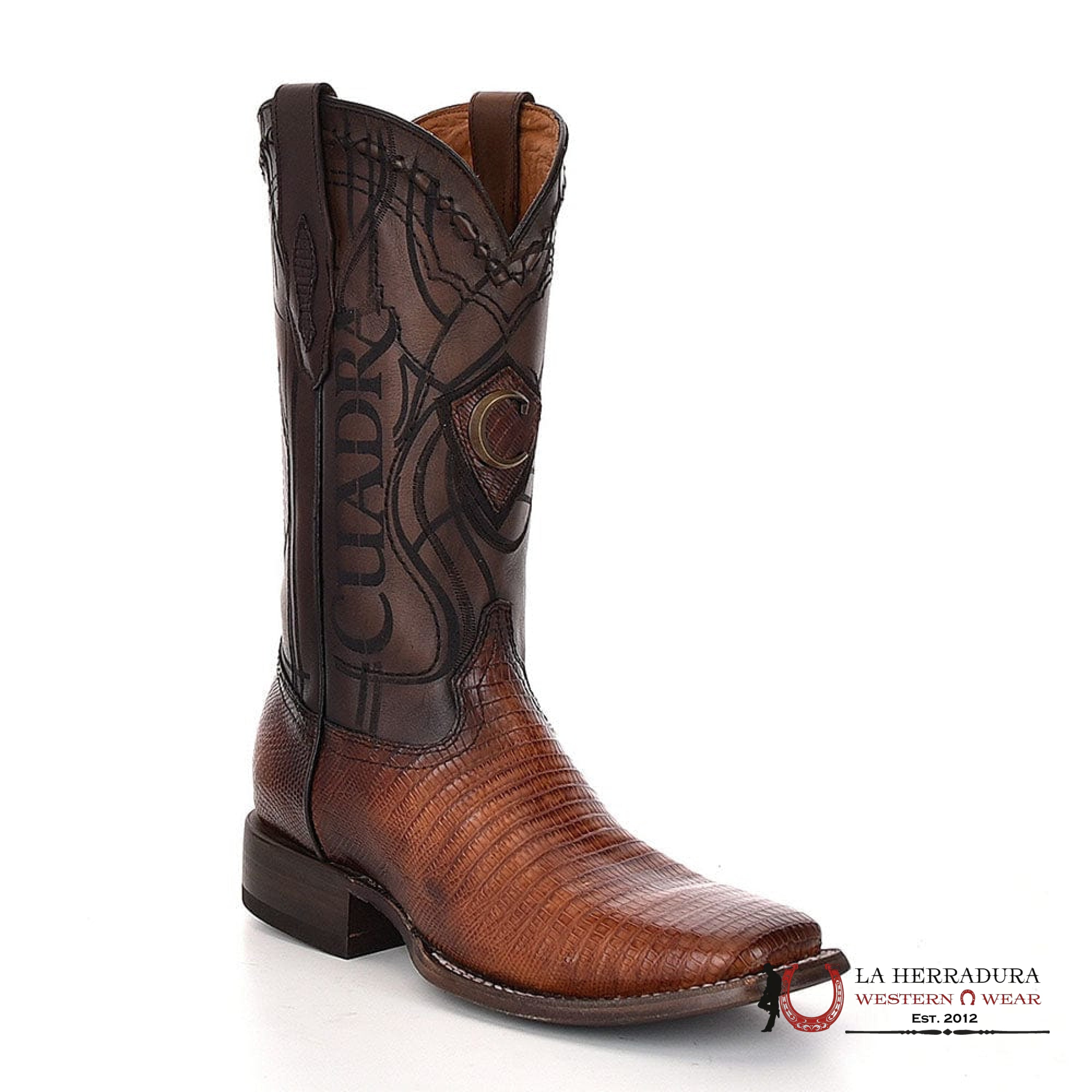 BOOTS CUADRA LIZARD TEJU ANTIQUE MIEL SQUARE TOE CU790 BOTAS HOMBRES