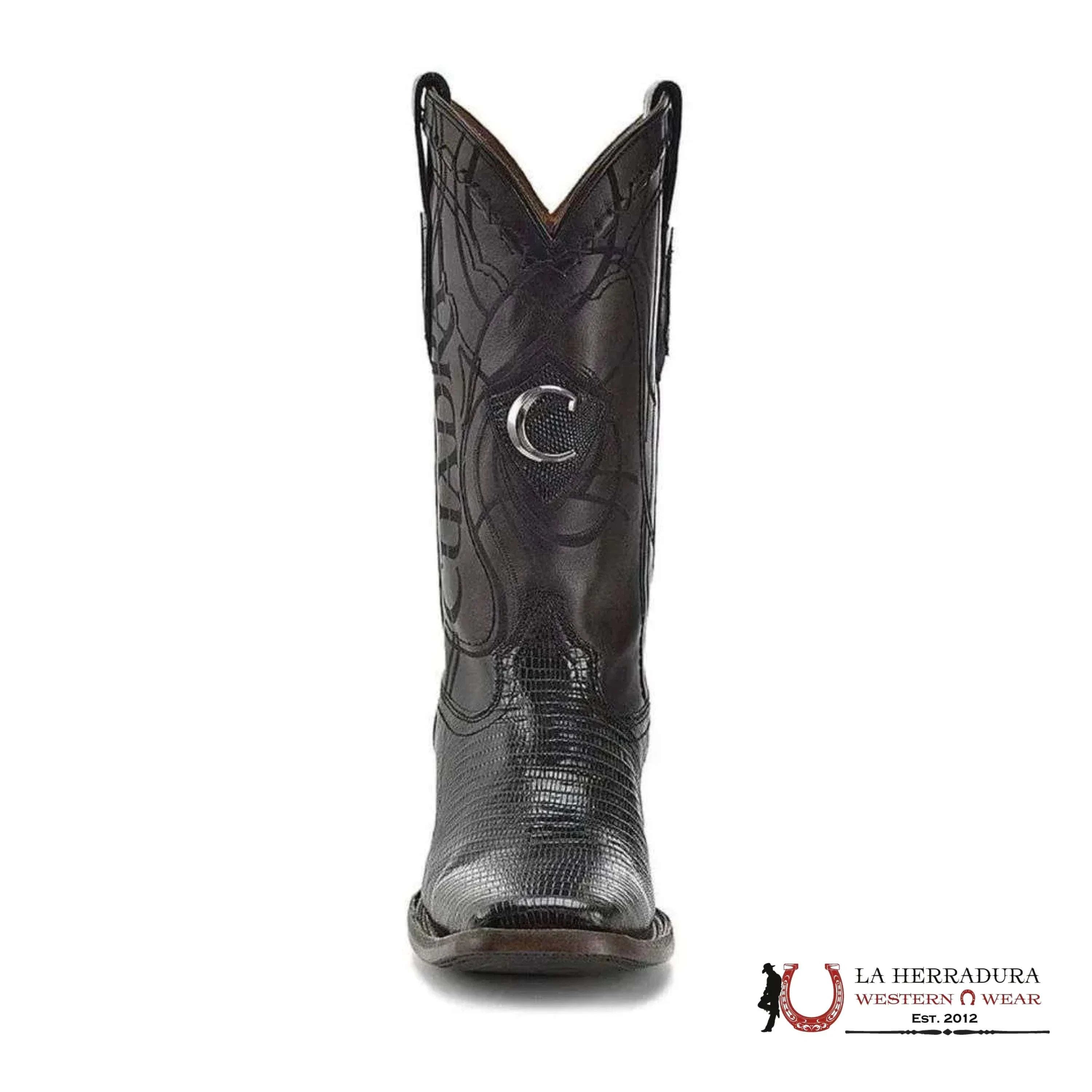 BOOTS CUADRA LIZARD TEJU NEGRO SQUARE TOE CU791 BOTAS HOMBRES