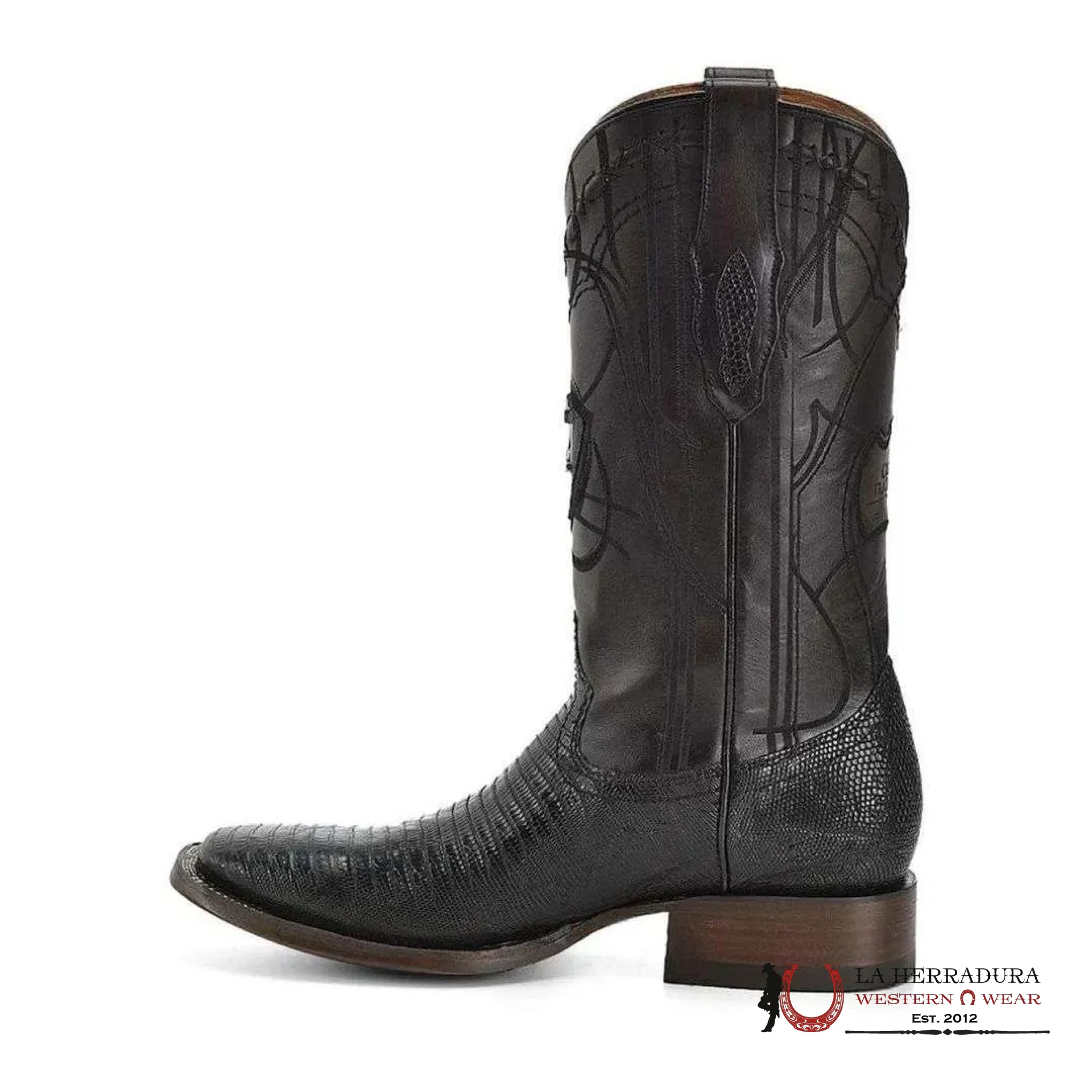 BOOTS CUADRA LIZARD TEJU NEGRO SQUARE TOE CU791 BOTAS HOMBRES