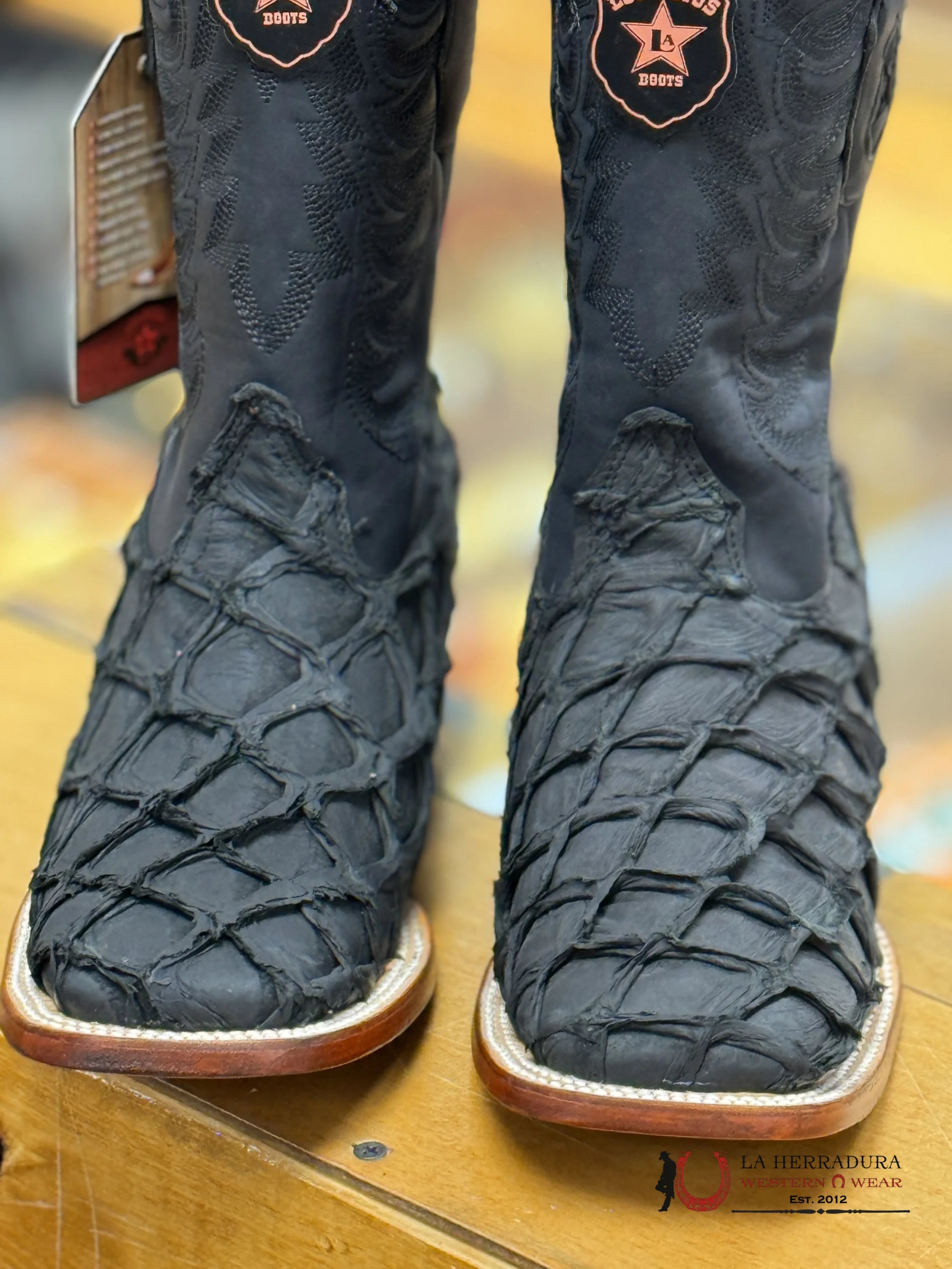 Botas Exotico Piraruco/Pescado Original Los Altos Negro Mate Hombres