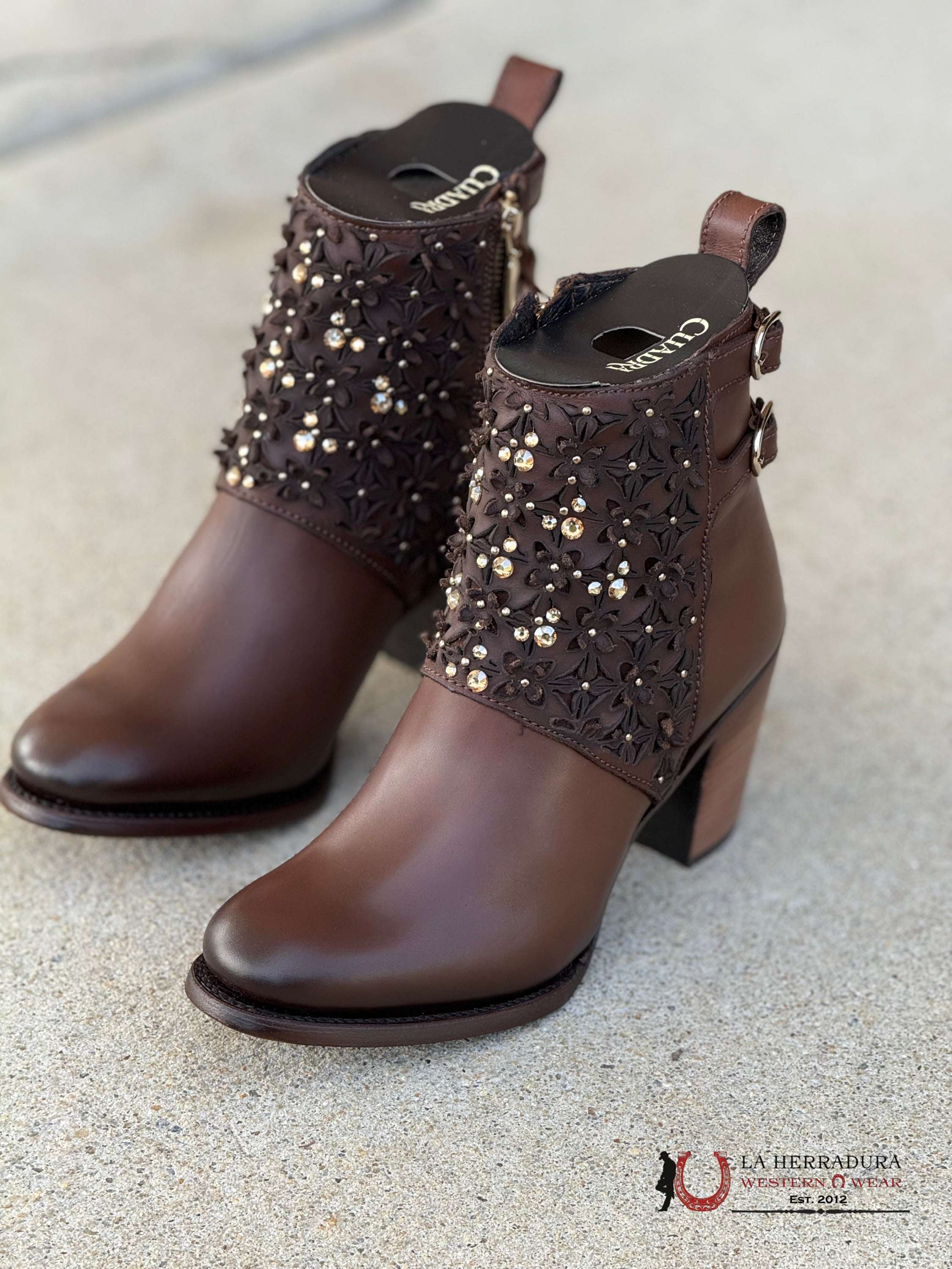Botin Cuadra Res Moroni Moka Laser Cristals Round Toe Botas Mujeres