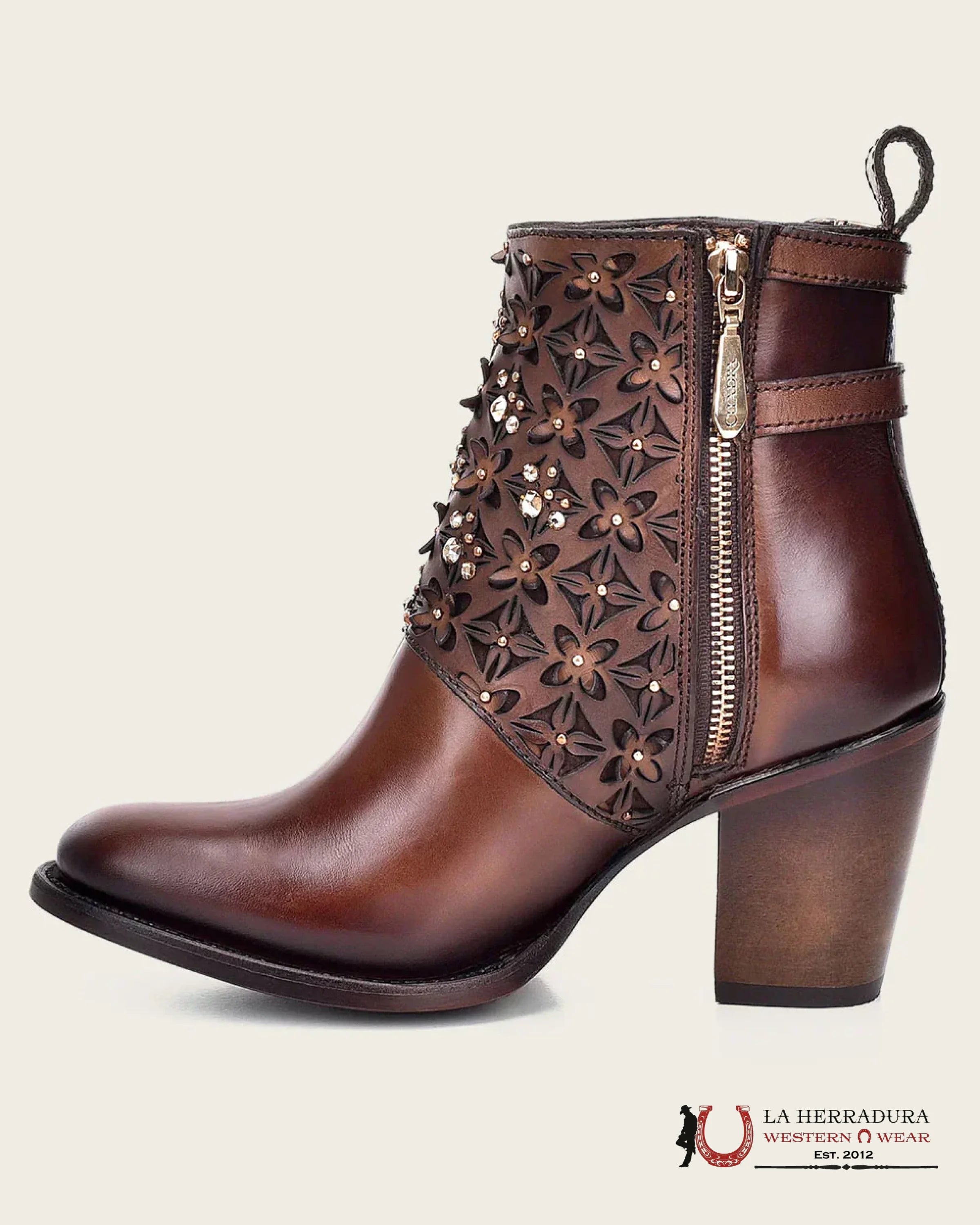 Botin Cuadra RES MORONI MOKA LASER CRISTALS ROUND TOE BOTAS MUJERES