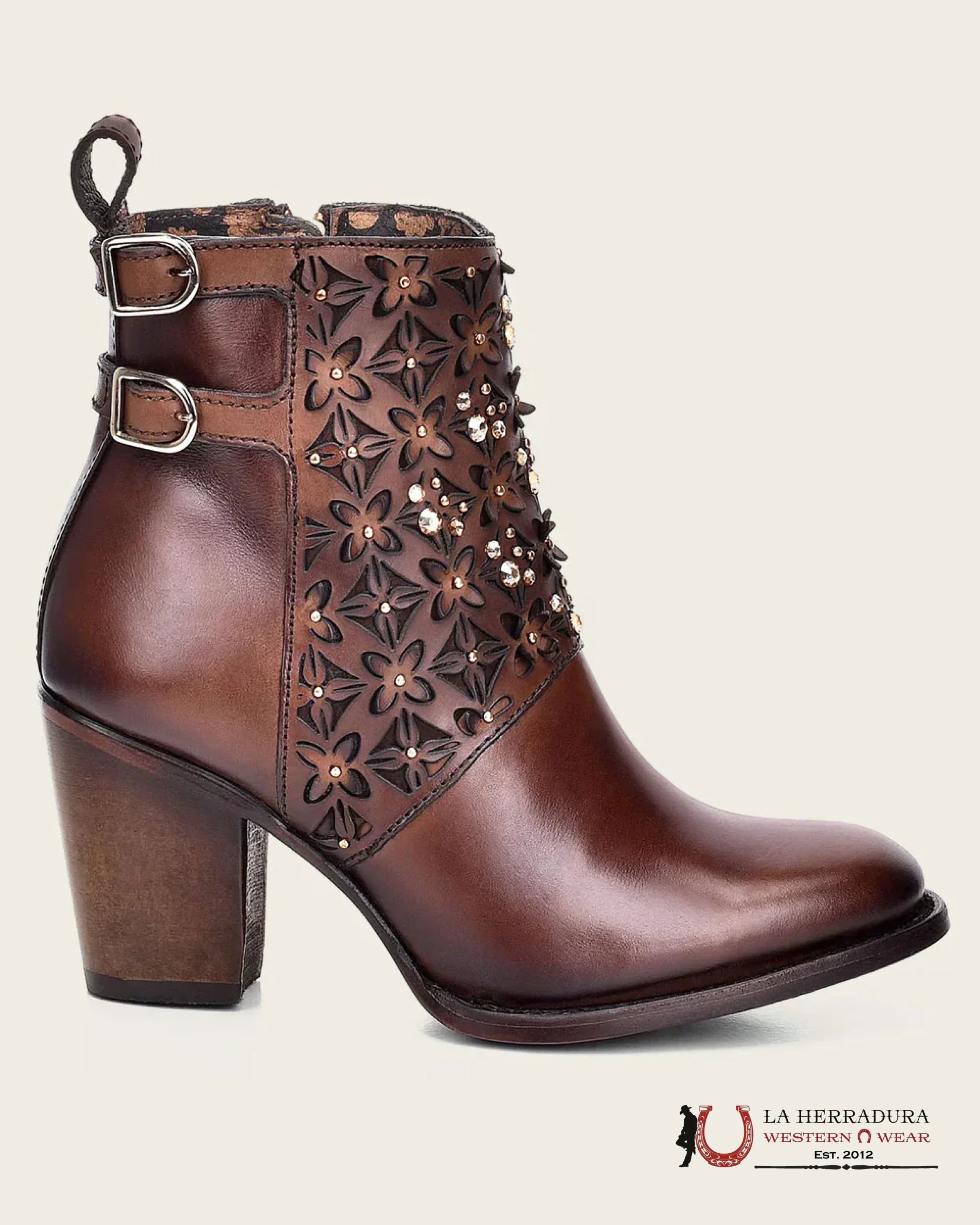 Botin Cuadra RES MORONI MOKA LASER CRISTALS ROUND TOE BOTAS MUJERES