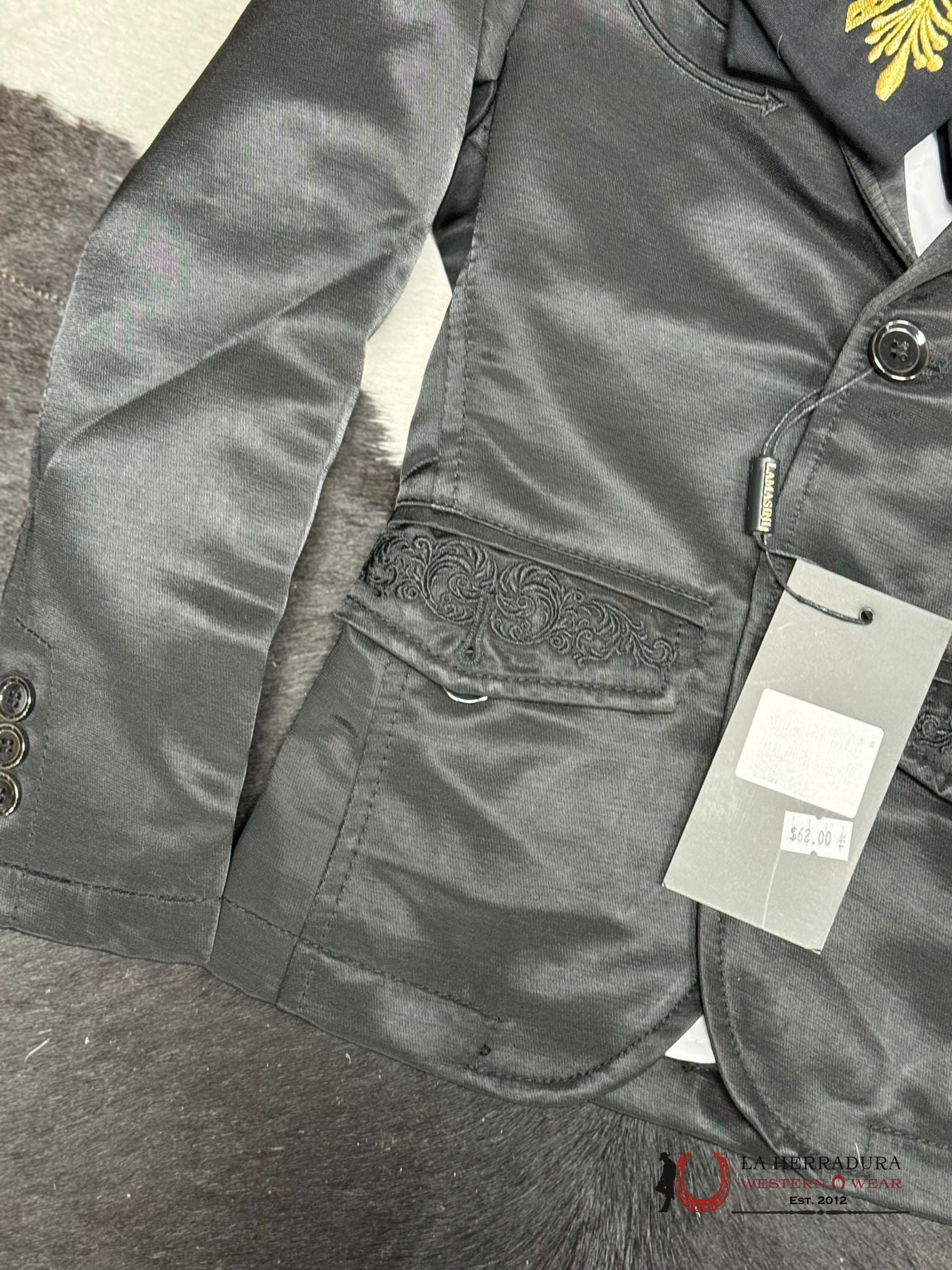 Boys Black Embroidered Bordado Blazer Niños