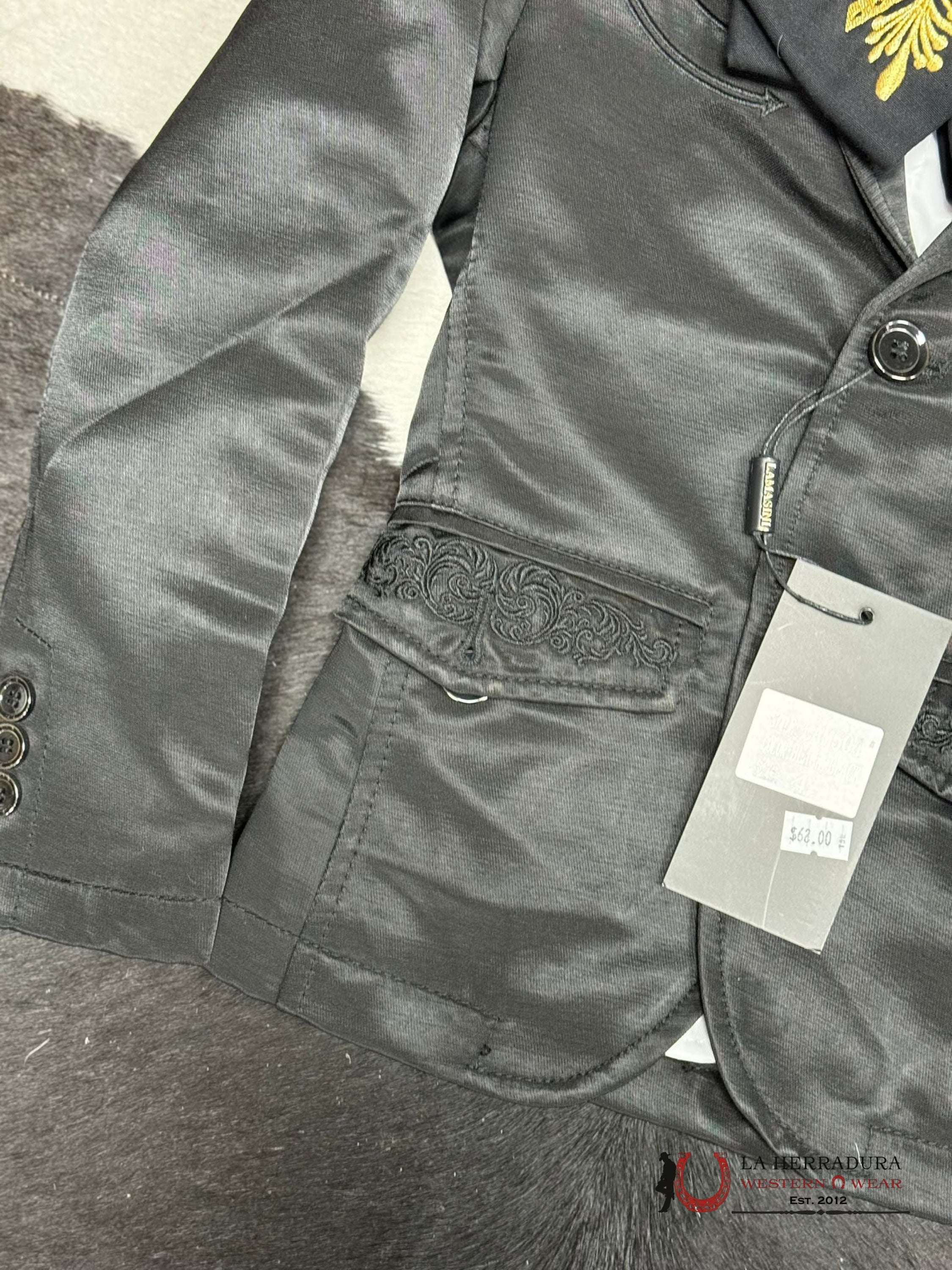 Boys Black Embroidered Bordado Blazer Niños