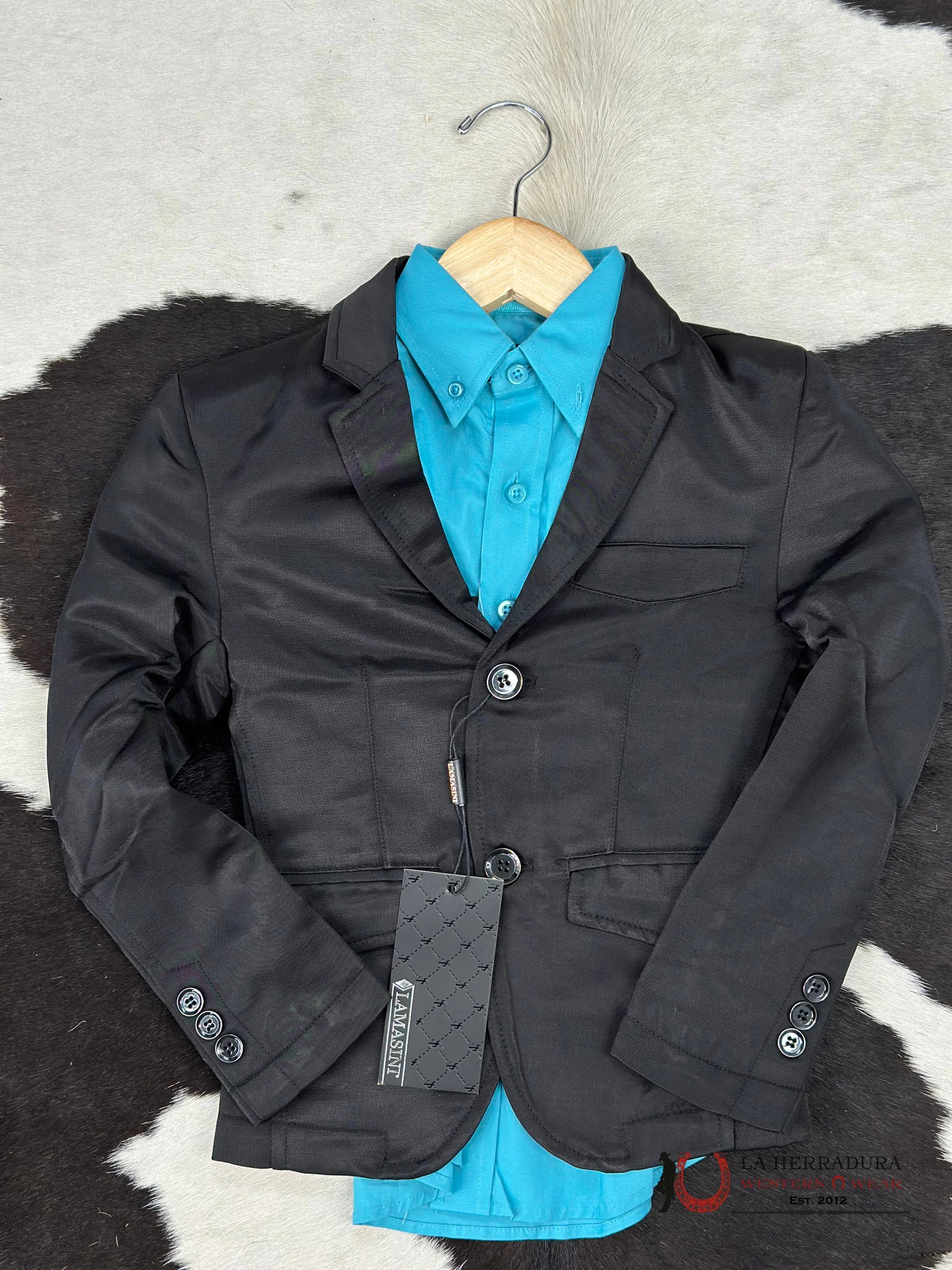 Boys Black Smooth Liso Blazer Niños
