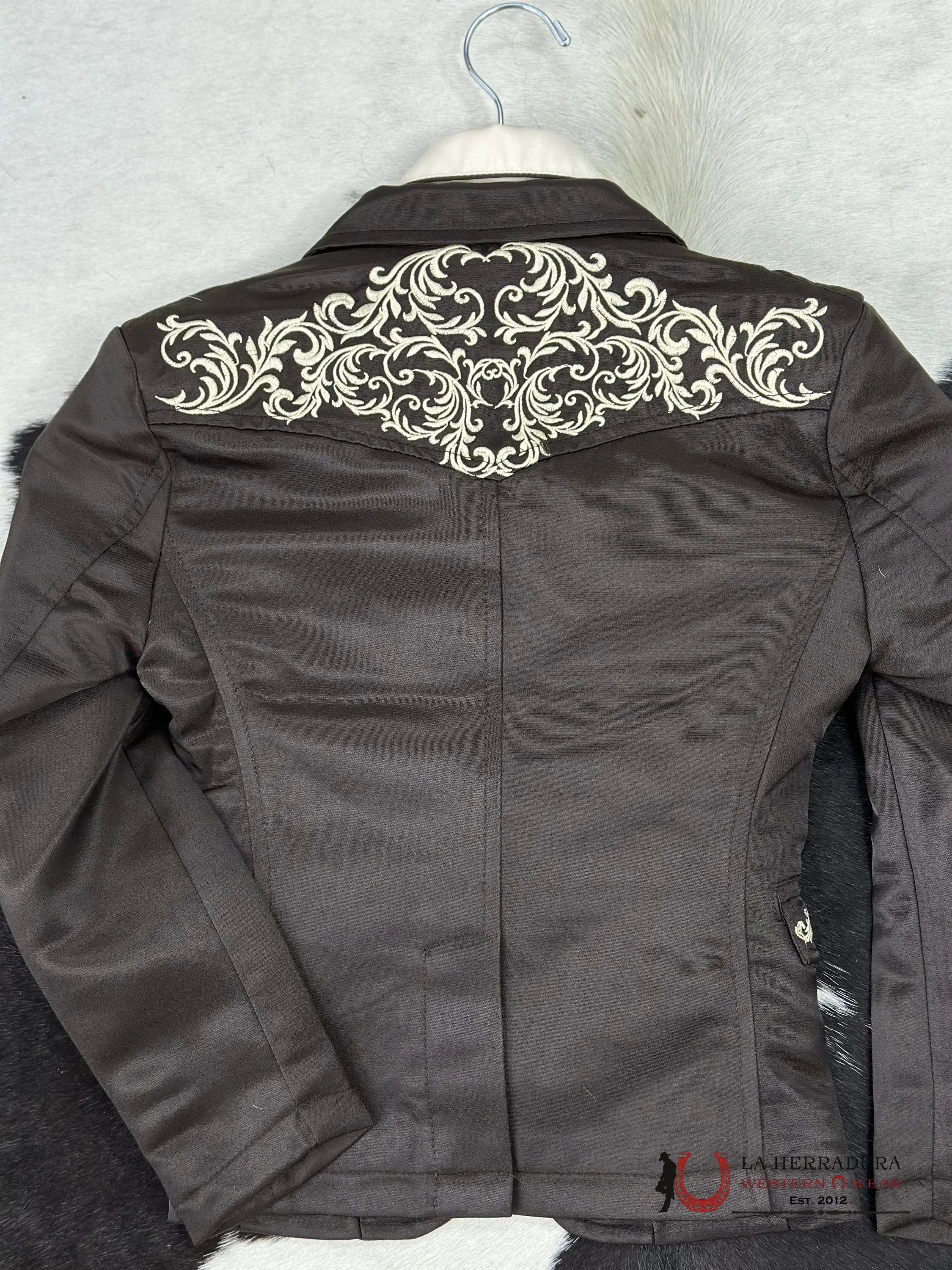 Boys Brown Embroidered Bordado Blazer Niños