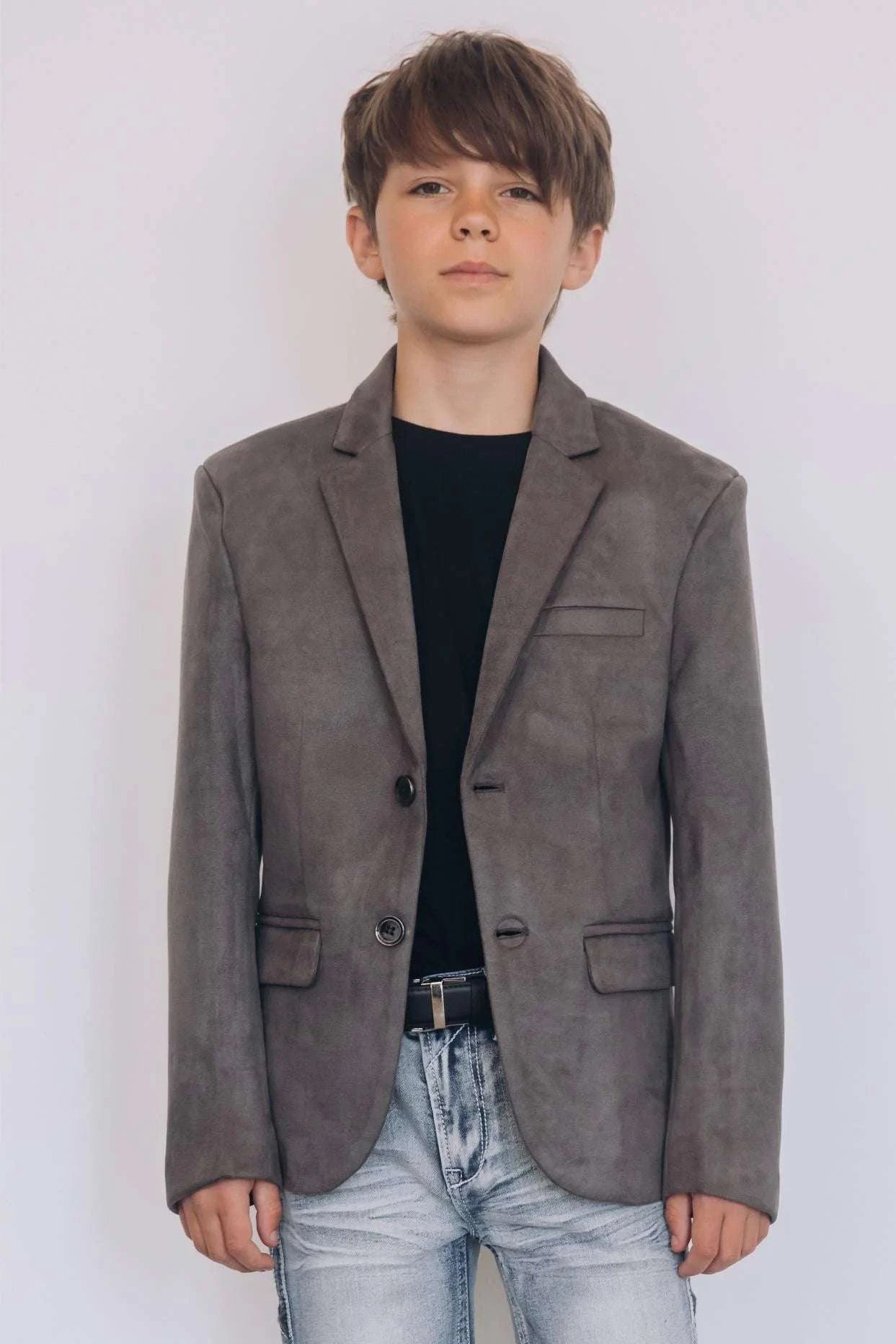 BOYS PLATINI GAMUZA GREY BLAZER- BLK8861 Laherradurawwnc.com