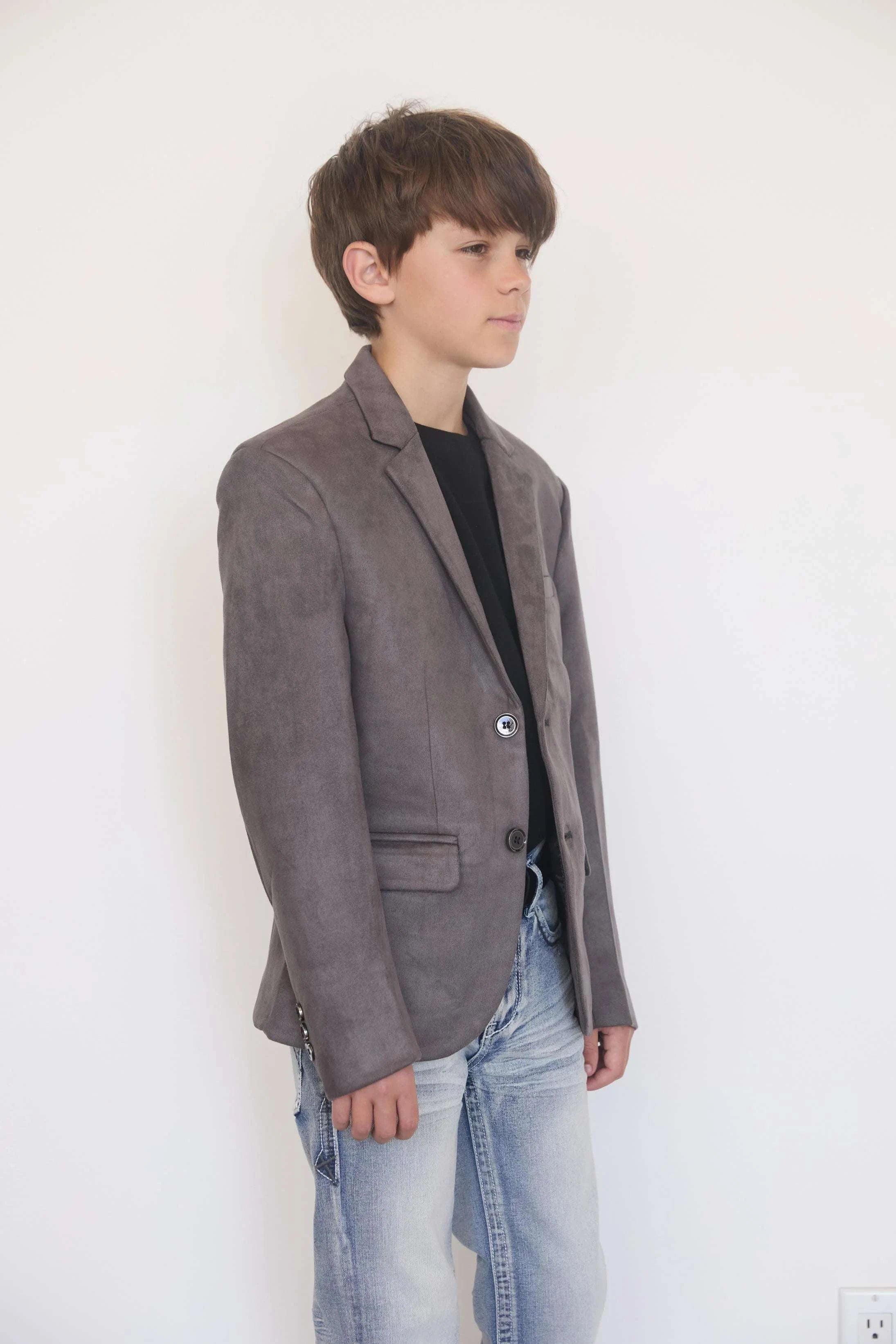 BOYS PLATINI GAMUZA GREY BLAZER- BLK8861 Laherradurawwnc.com