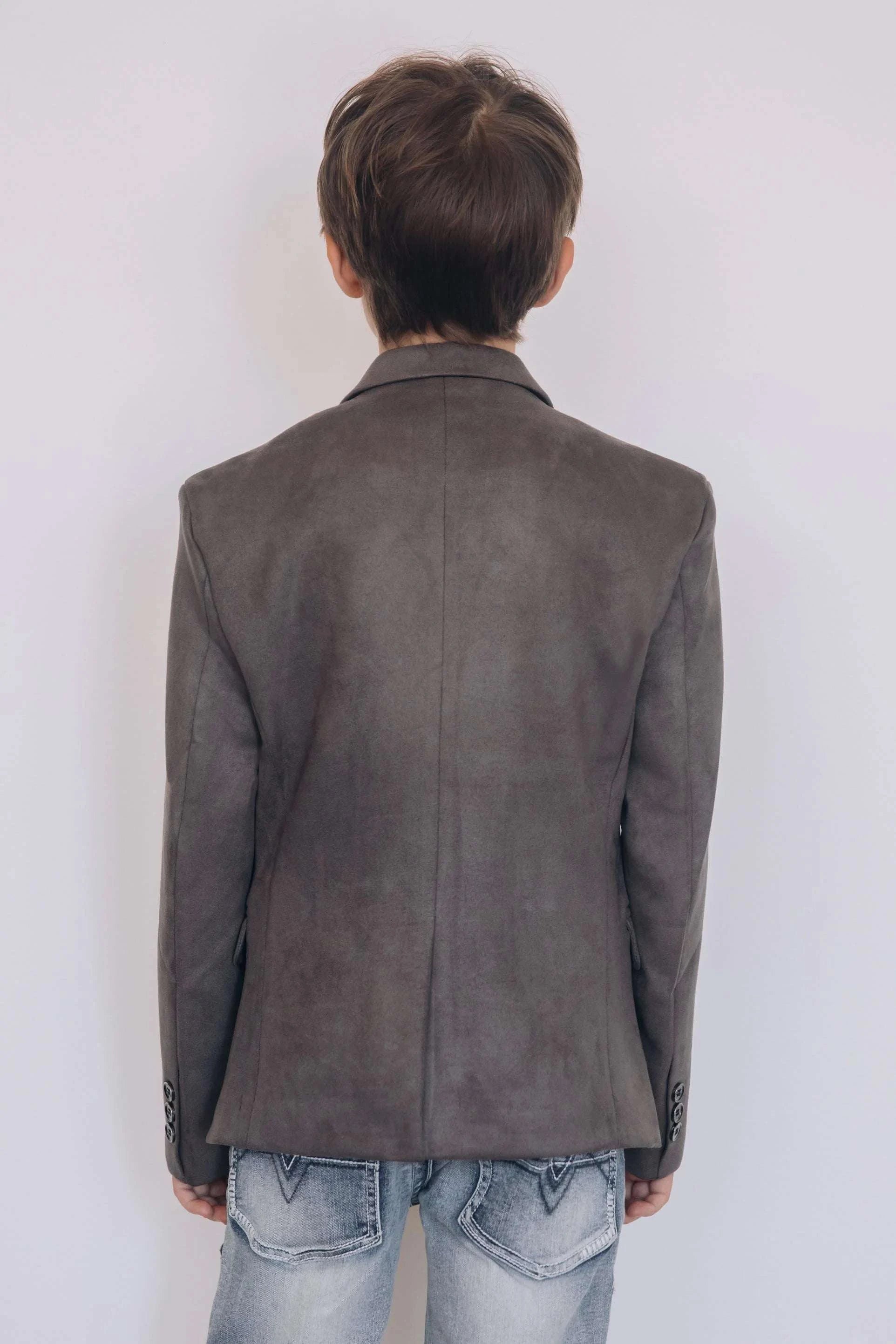 BOYS PLATINI GAMUZA GREY BLAZER- BLK8861 Laherradurawwnc.com