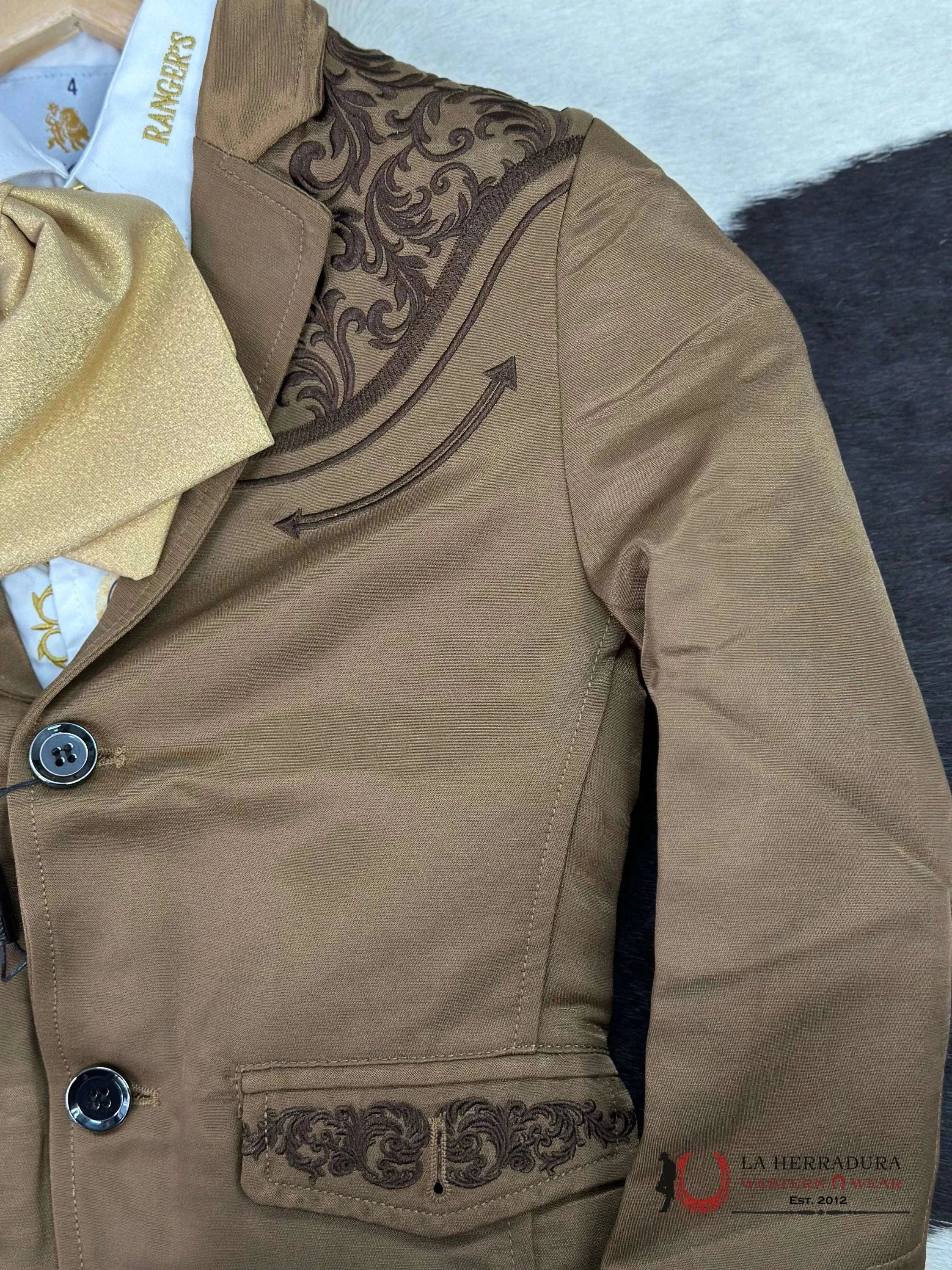 Boys Mustard Embroidered Bordado Blazer Niños