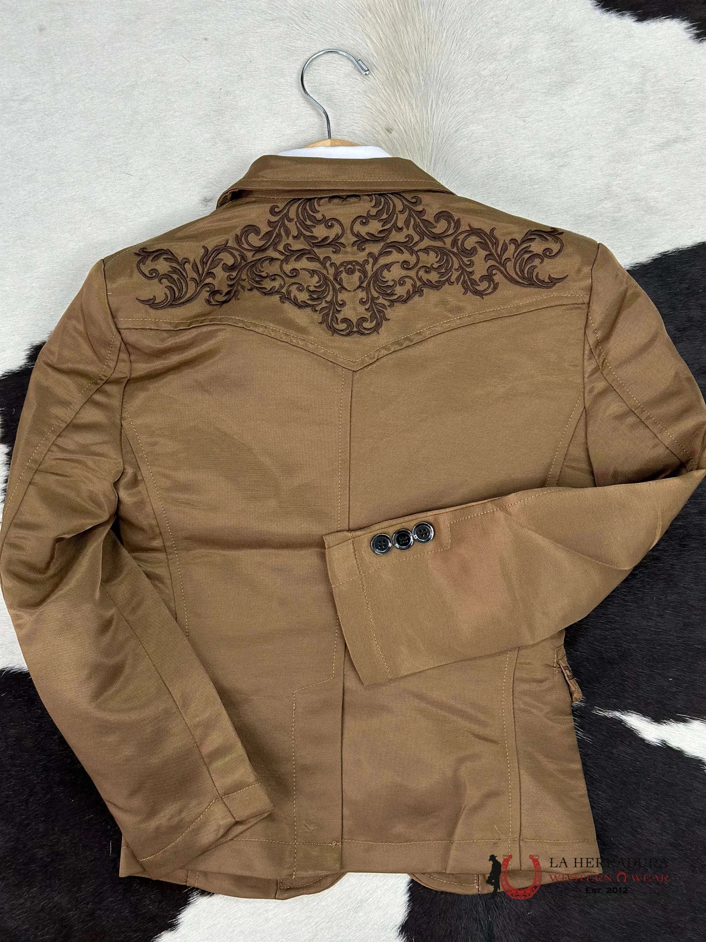 Boys Mustard Embroidered Bordado Blazer Niños