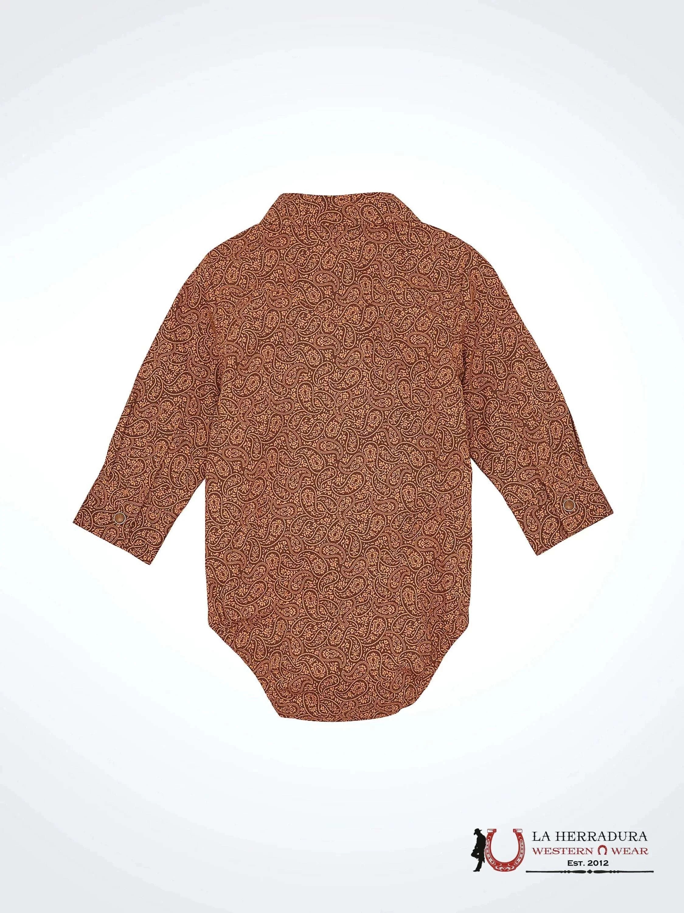 Boys Wrangler Brown Western Snap Long Sleeve Bodysuit 112367741 NIÑOS