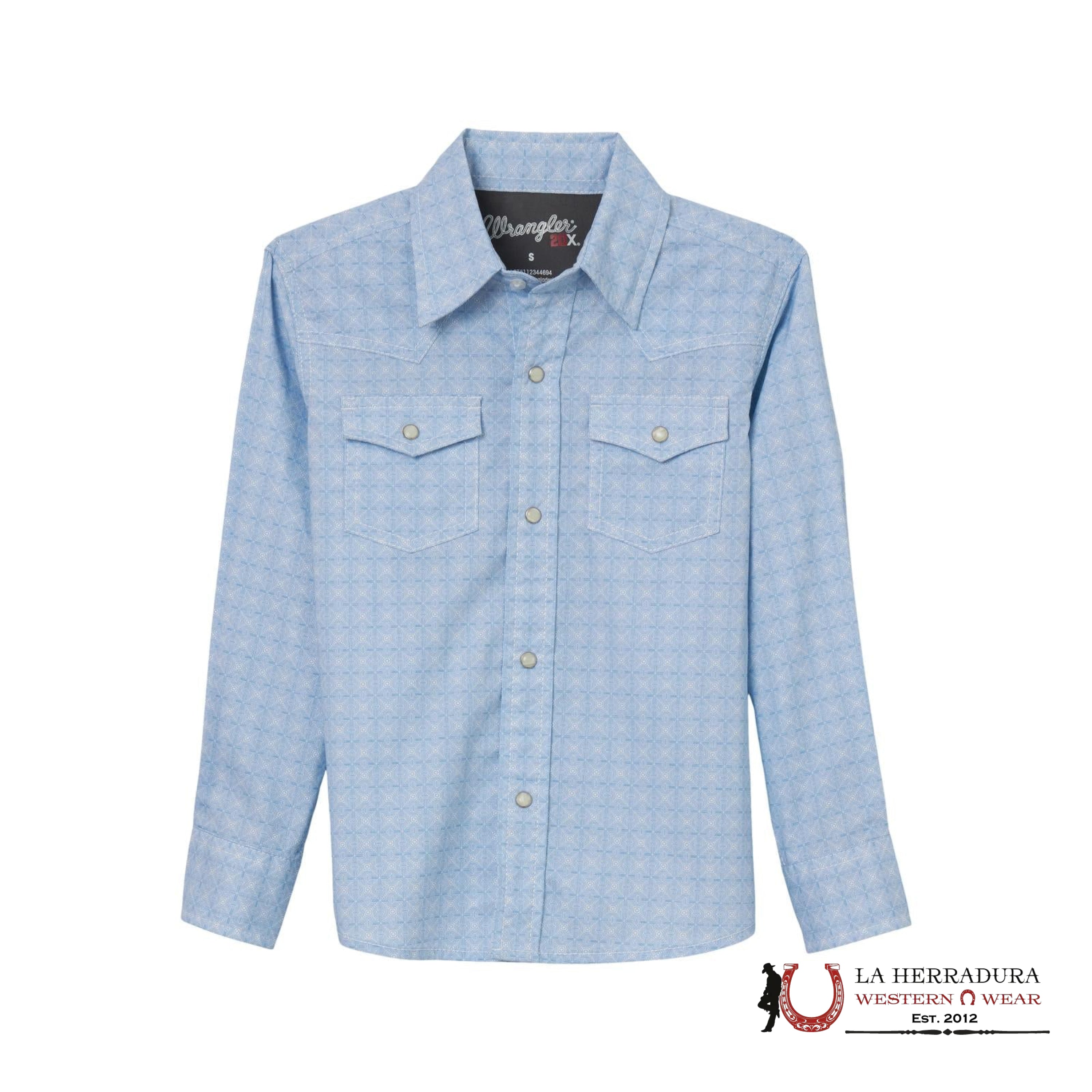 BOY’S WRANGLER LONG SLEEVE SHIRT BLUE 112344694 NIÑOS