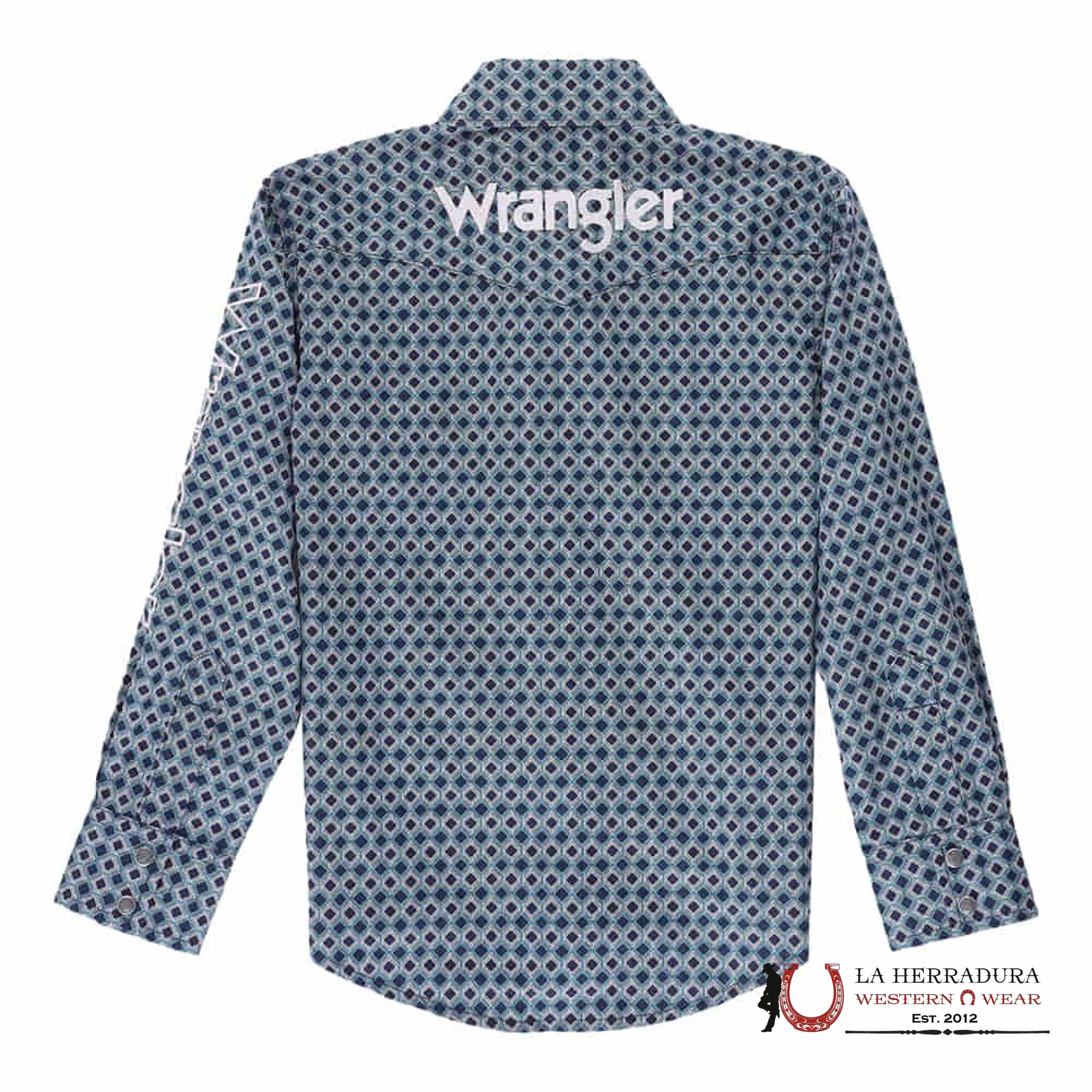 BOY’S WRANGLER LONG SLEEVE SHIRT NAVY/GREEN 112337437 NIÑOS
