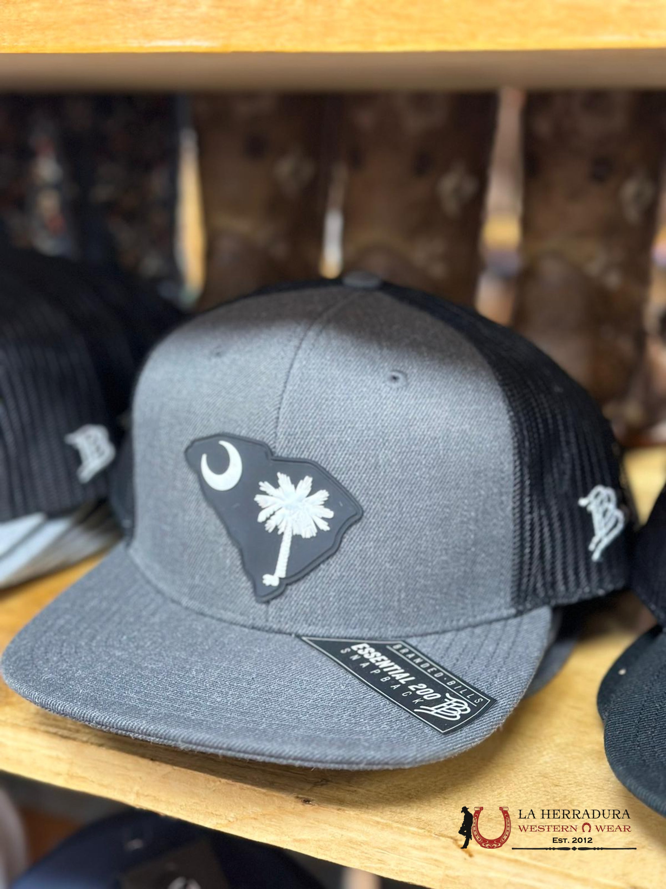 Branded Bills Cap Black Mesh Dark Grey Front Sc White Palmetto Moon Caps Mens Gorras Hombres