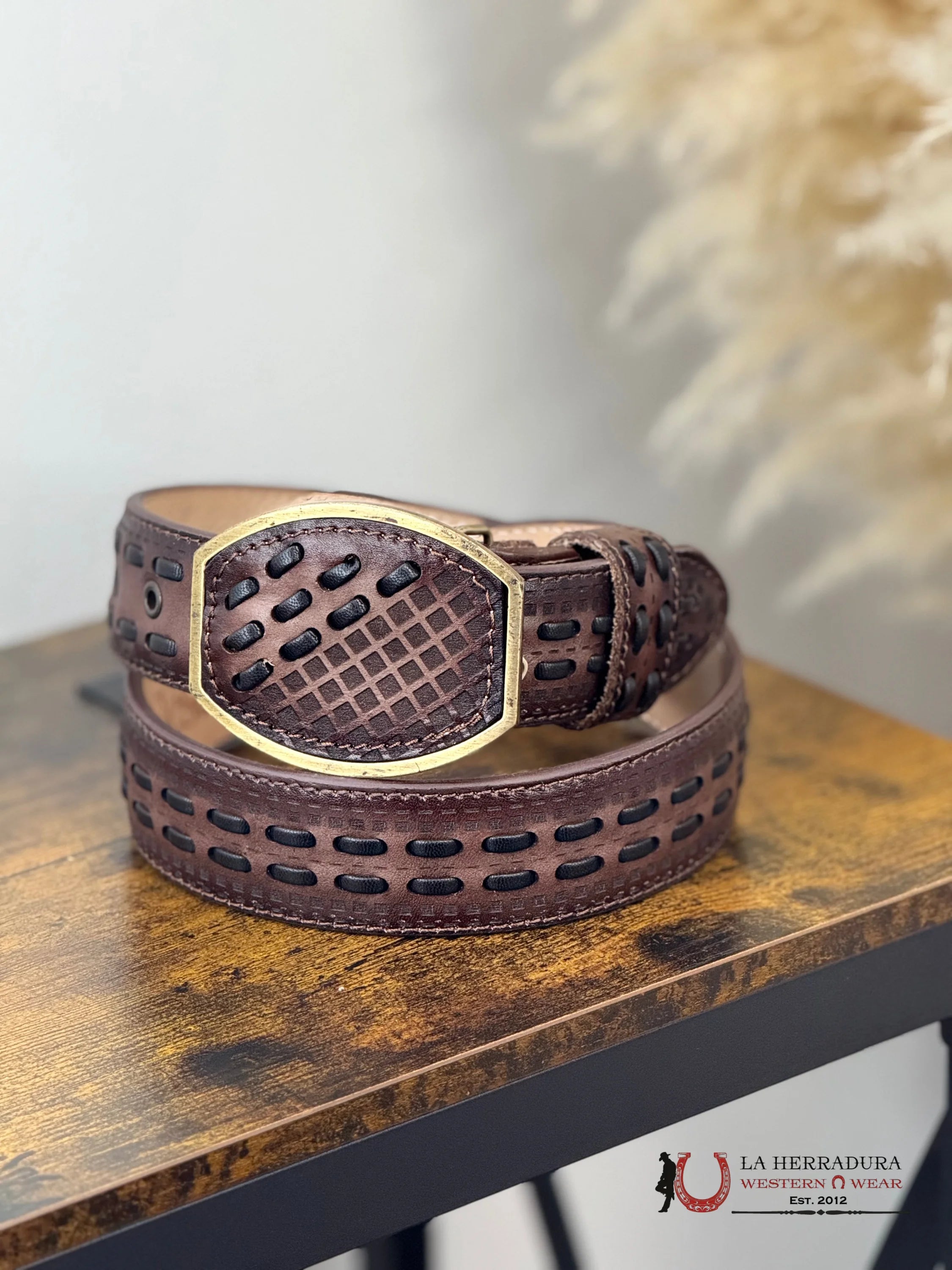 BROWN AND BLACK LASER & WOVEN MEN BELT CINTURONES HOMBRES
