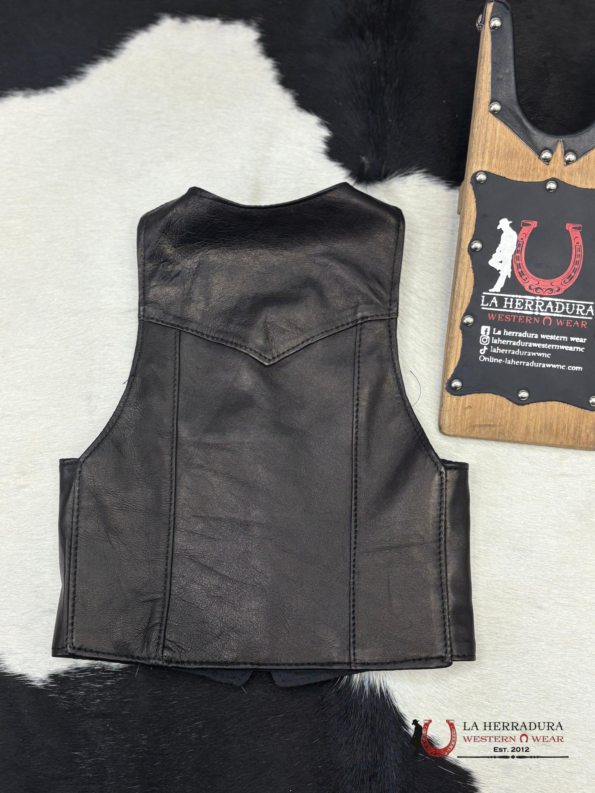 Bull Genuine Leather Kids Vest Black Niños